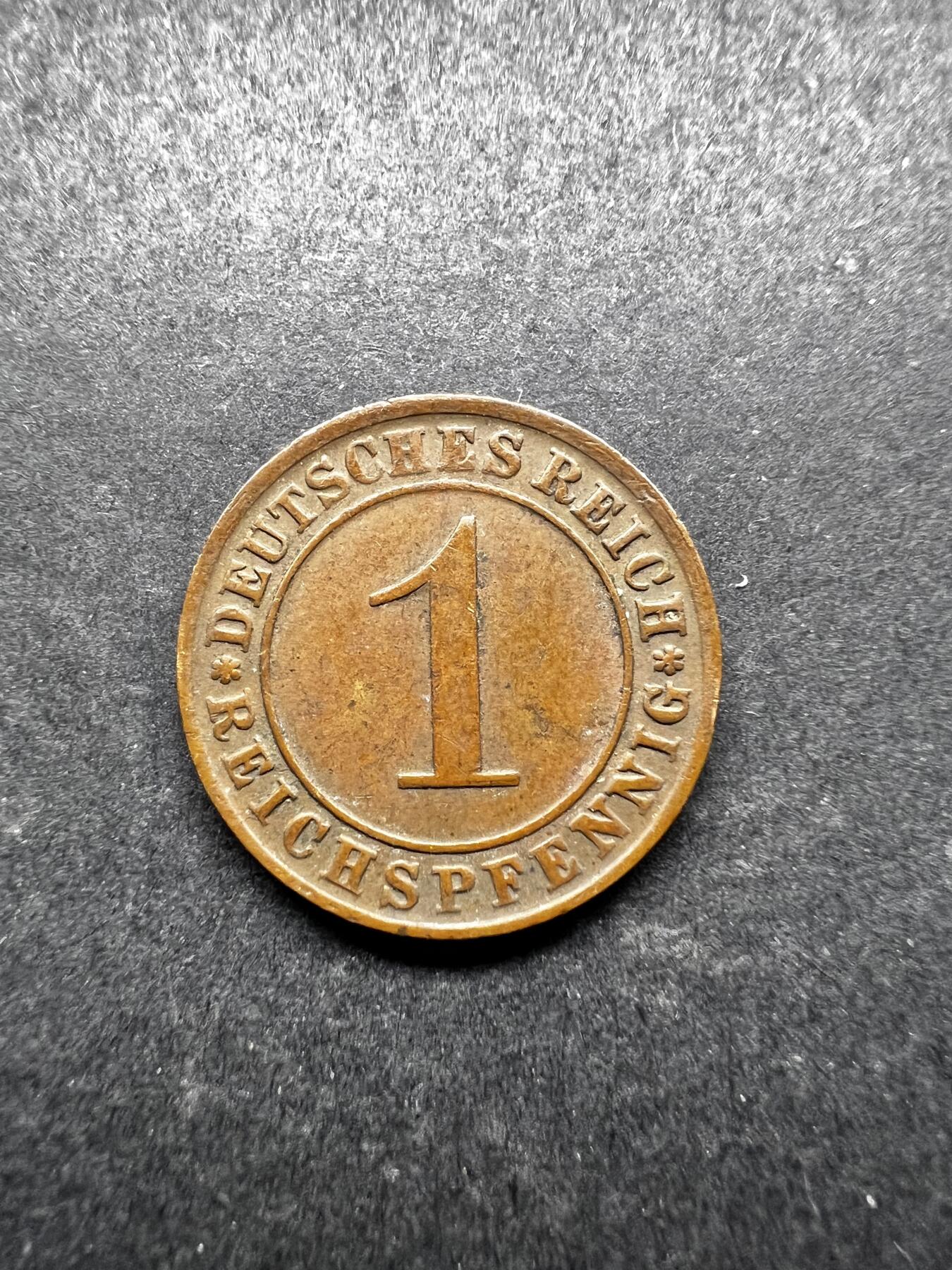 聚福钱庄★世界钱币第三期 无佣金 可寄存 满百包邮  德国魏玛1924年1芬尼铜币