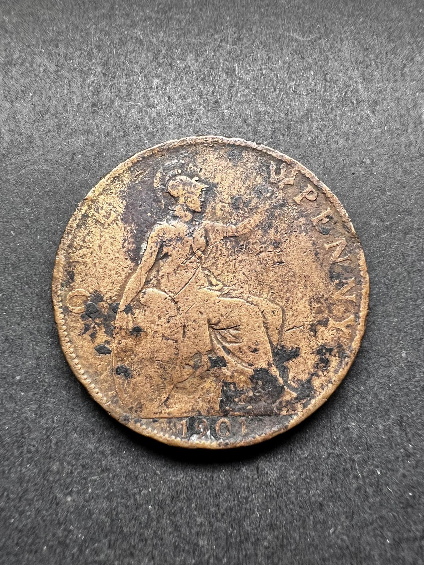 聚福钱庄★世界钱币第三期 无佣金 可寄存 满百包邮  英国1901年维多利亚1便士铜币
