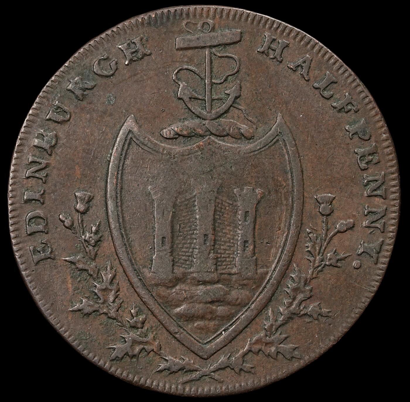 修遠堂世界钱币第五十九期 1791年苏格兰爱丁堡1/2便士代用币