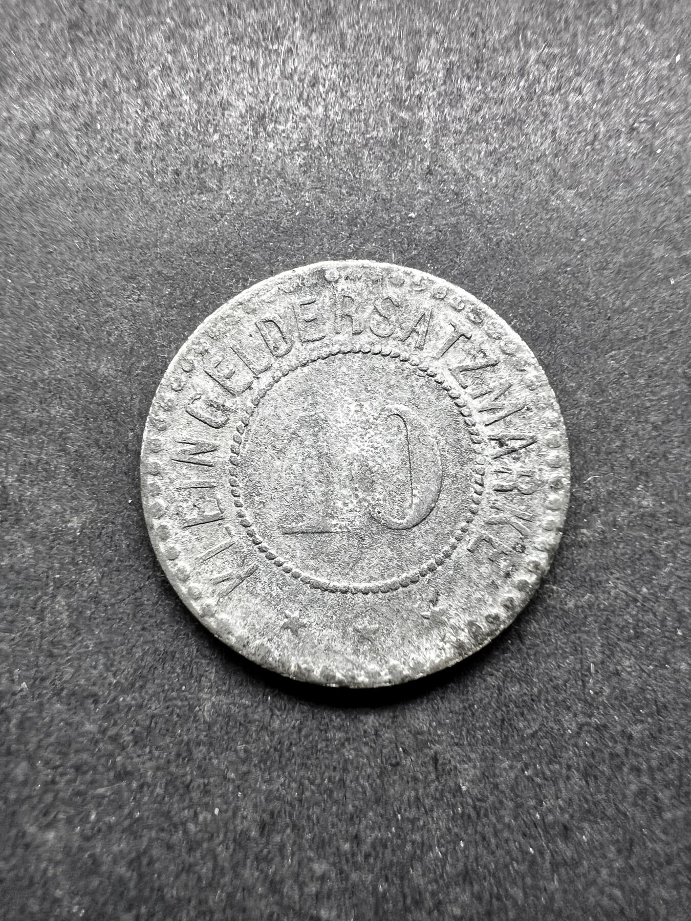 聚福钱庄★世界钱币第三期 无佣金 可寄存 满百包邮  德国吉森市1918年10芬尼 紧急状态币