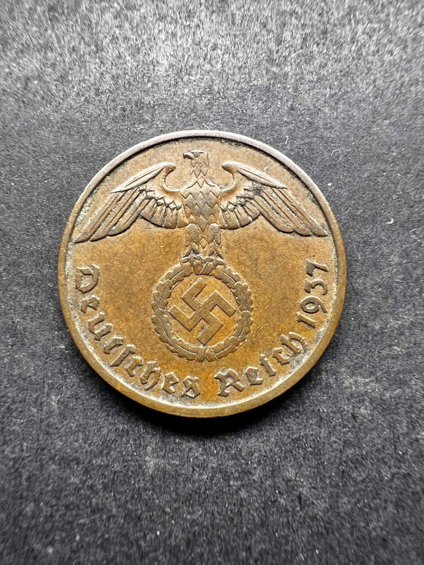 聚福钱庄★世界钱币第三期 无佣金 可寄存 满百包邮  德国1937年2芬尼铜币