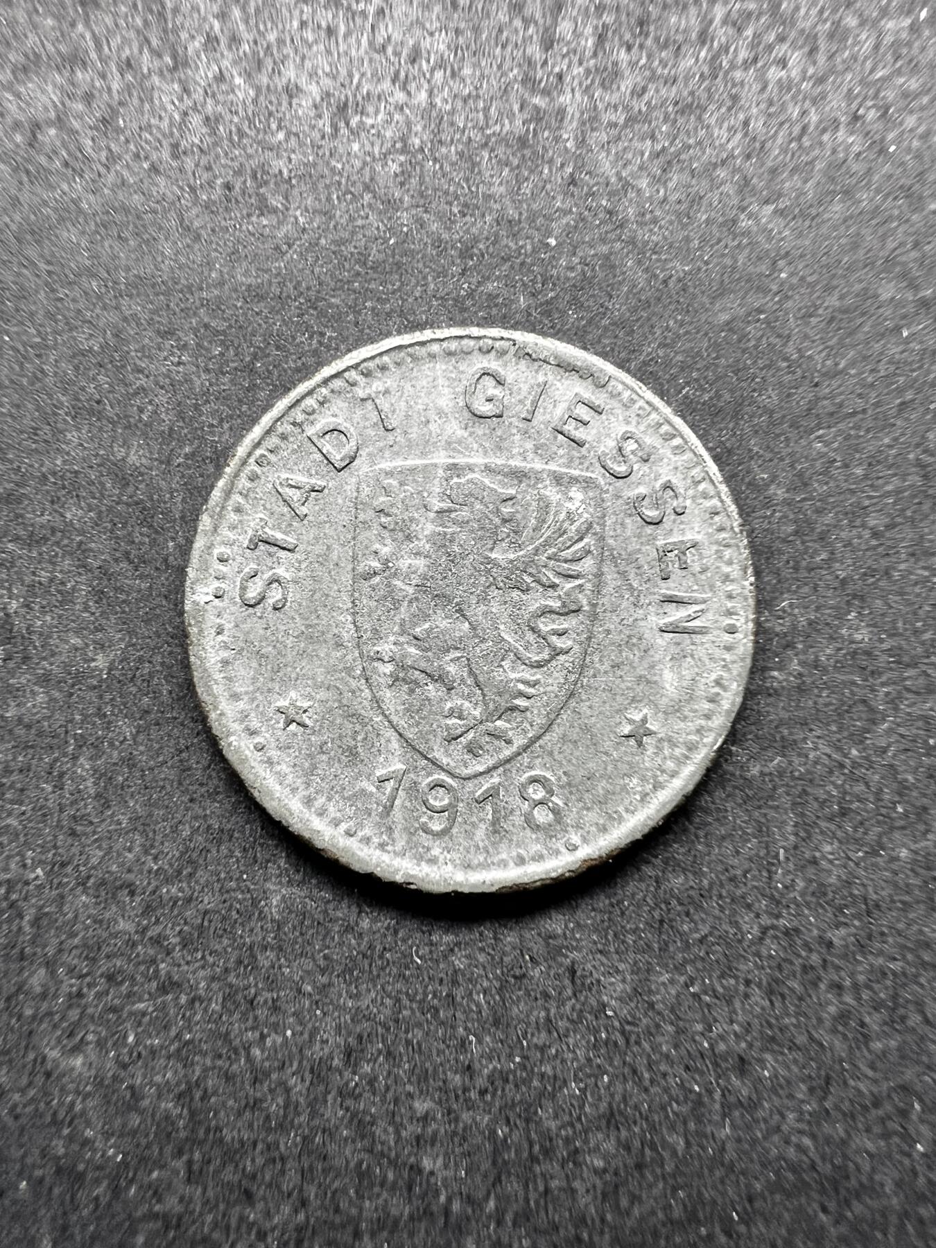 聚福钱庄★世界钱币第三期 无佣金 可寄存 满百包邮  德国吉森市1918年10芬尼 紧急状态币