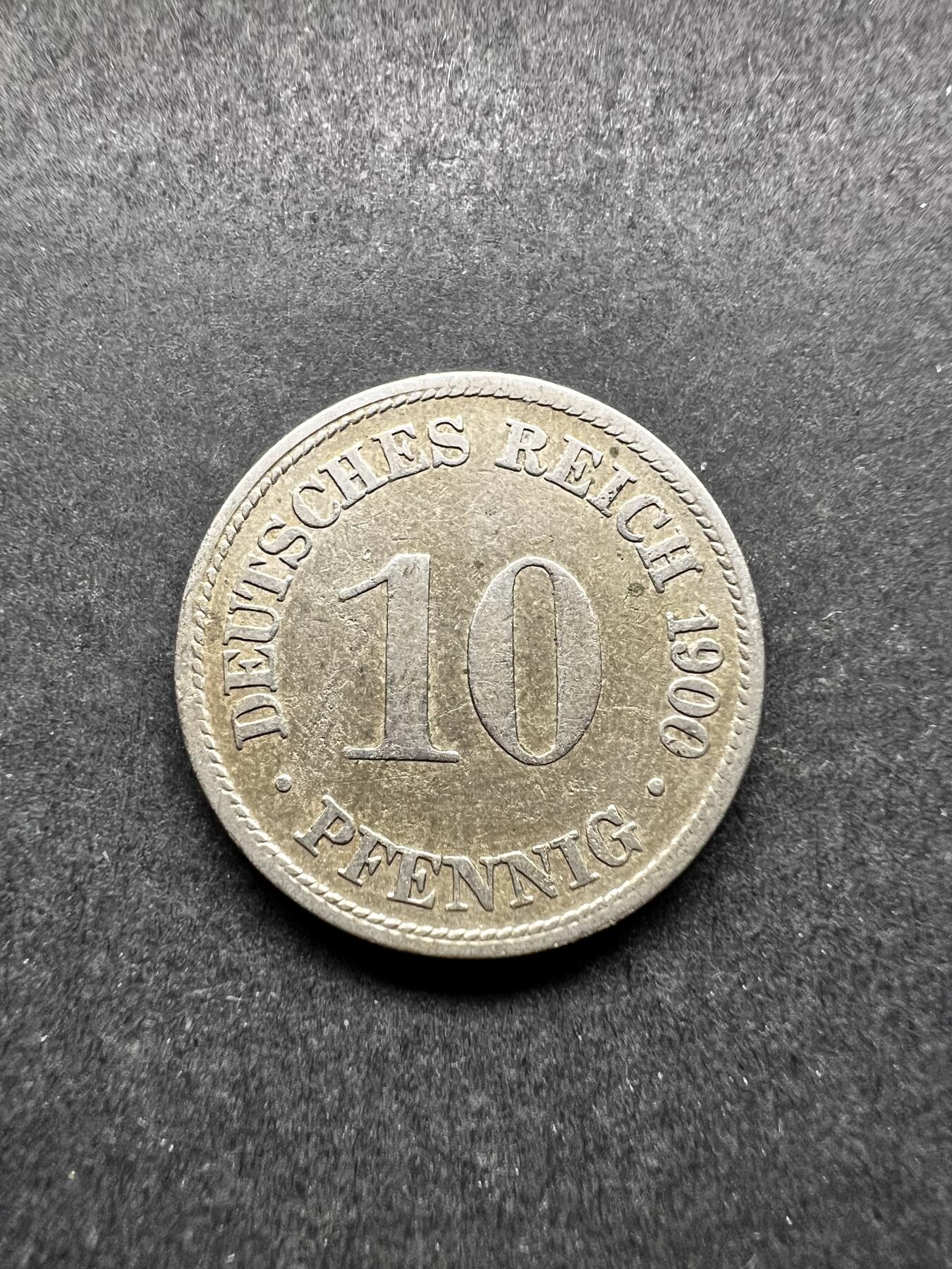 聚福钱庄★世界钱币第三期 无佣金 可寄存 满百包邮  德国1900年长翅鹰10芬尼镍币