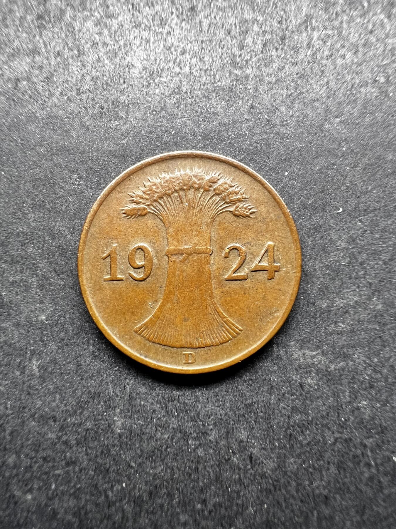 聚福钱庄★世界钱币第三期 无佣金 可寄存 满百包邮  德国魏玛1924年1芬尼铜币