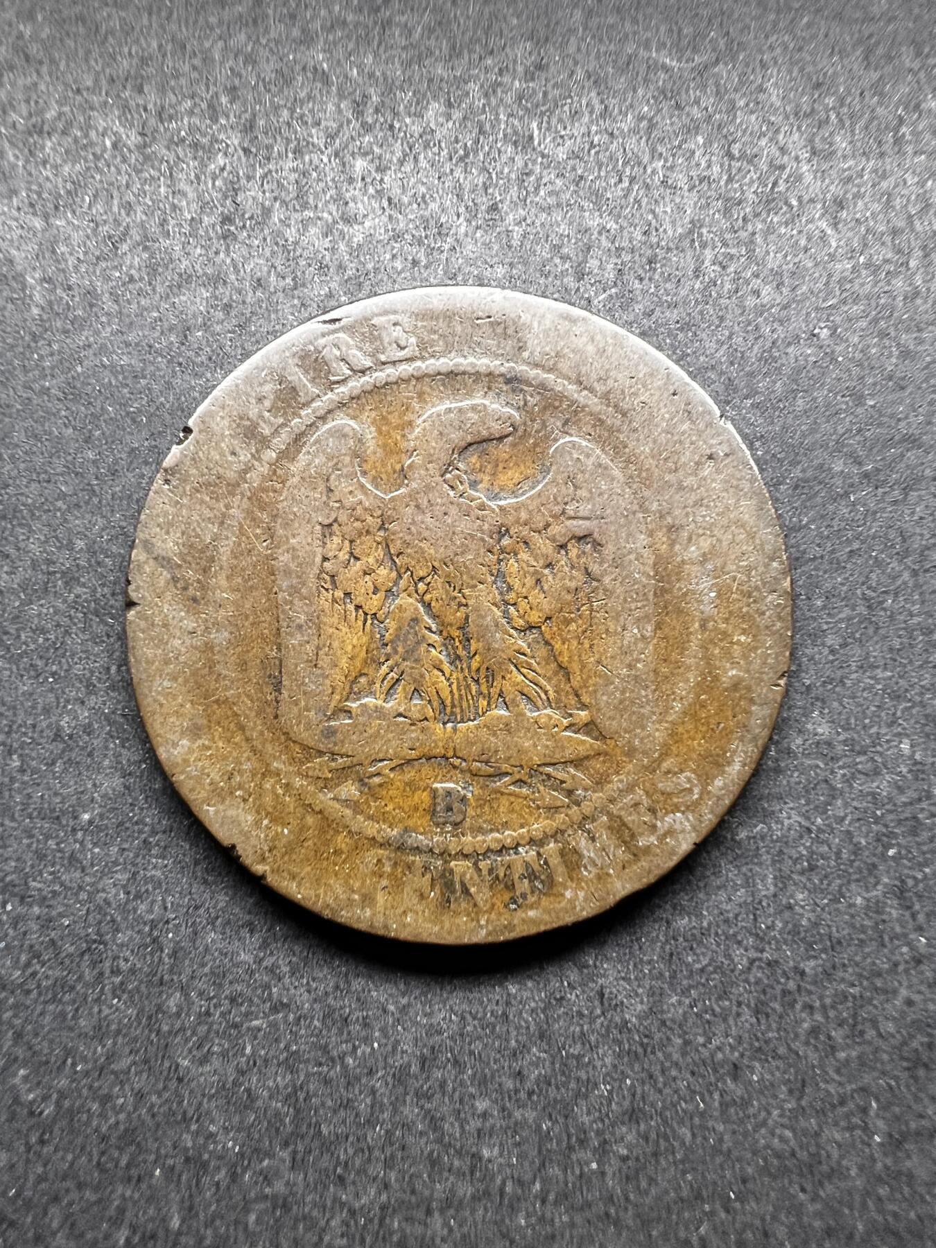 聚福钱庄★世界钱币第三期 无佣金 可寄存 满百包邮  法国1856年10分铜币 拿破仑三世