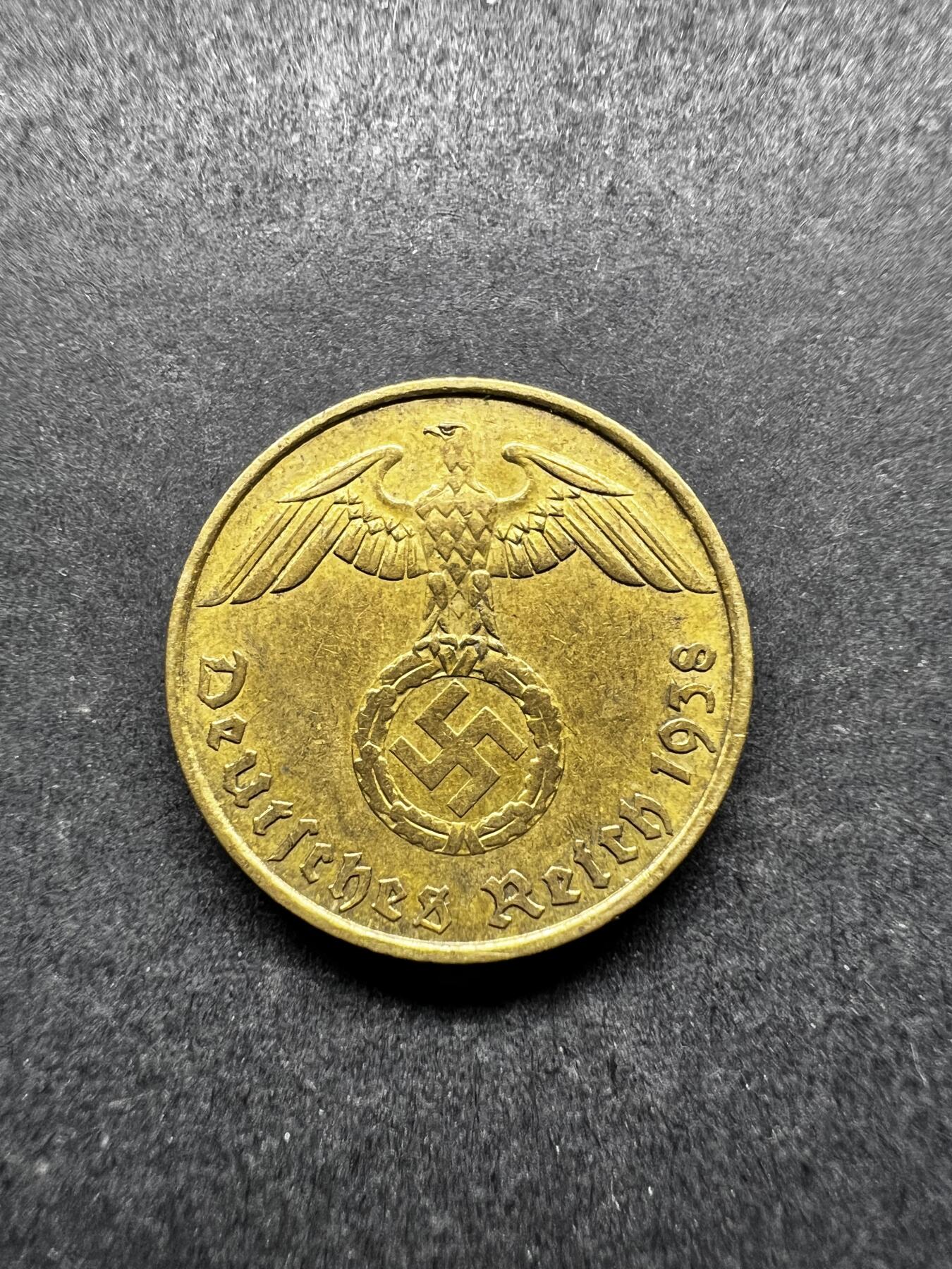 聚福钱庄★世界钱币第三期 无佣金 可寄存 满百包邮  德国1938年5芬尼铜币