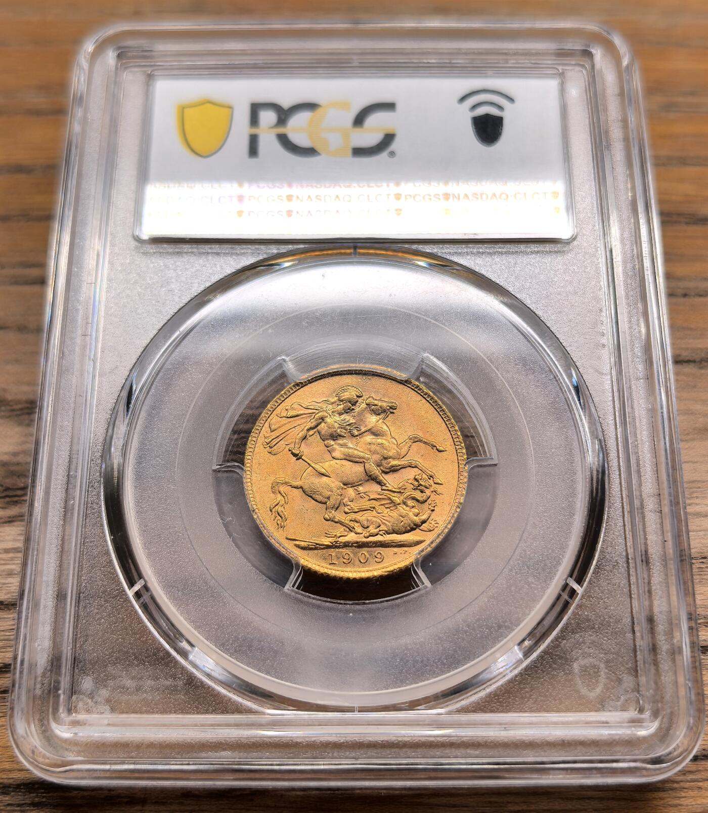 凡希社世界钱币微拍第二百九十八期 1909英国爱七索维林金币PCGS-MS64，金色纯正，流通版高分收藏级！（视频参考）