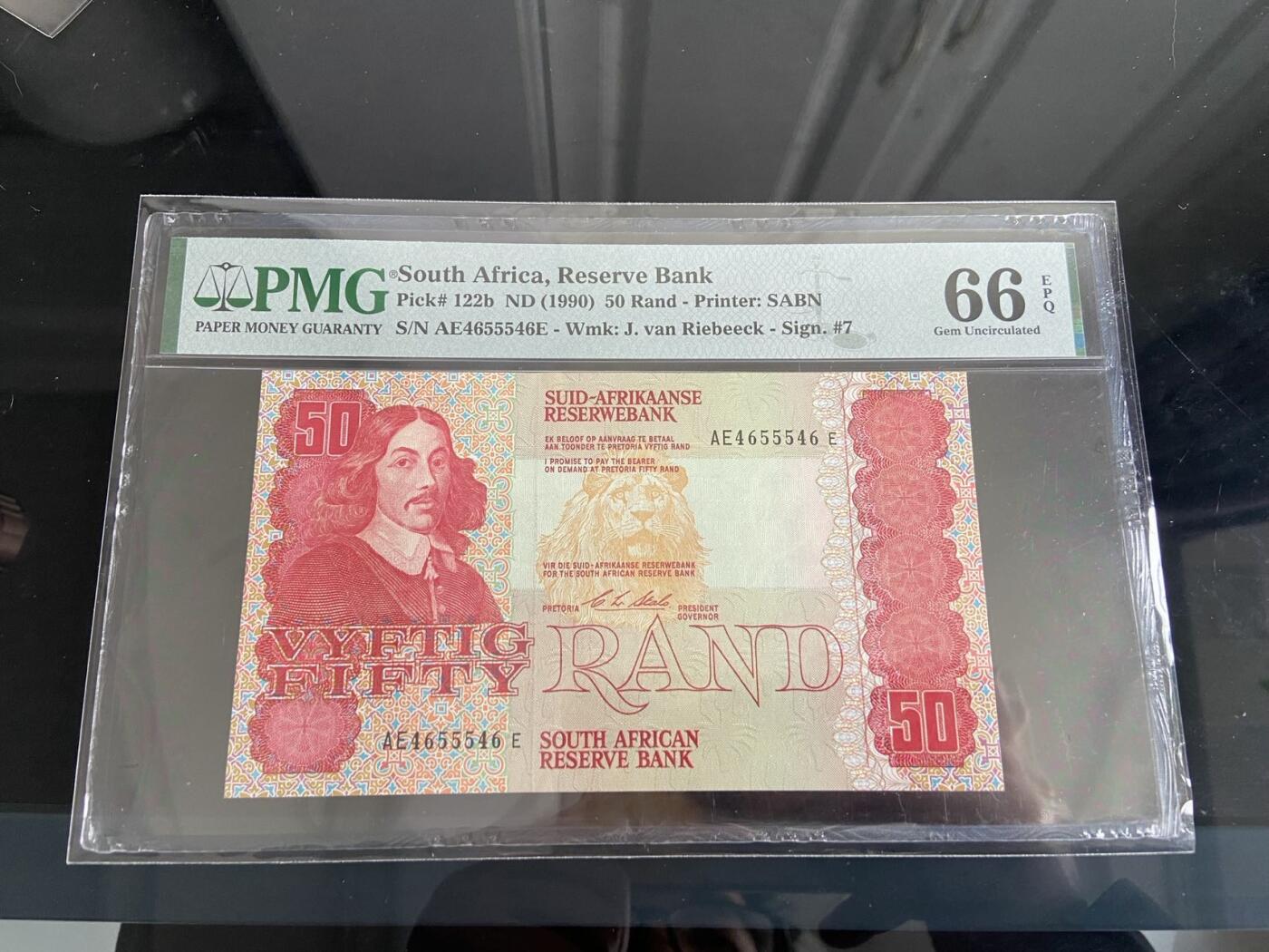 【炜奕收藏】，第二十六期 南非早期50兰特，PMG评级