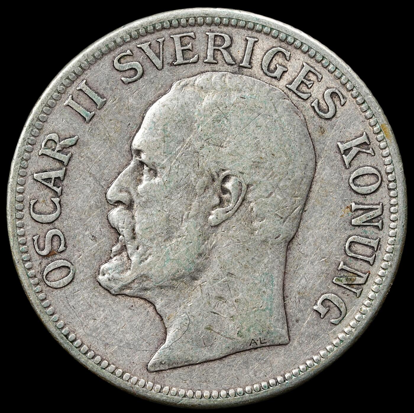 修遠堂世界钱币第五十九期 1906年瑞典2克朗银币 14.91g