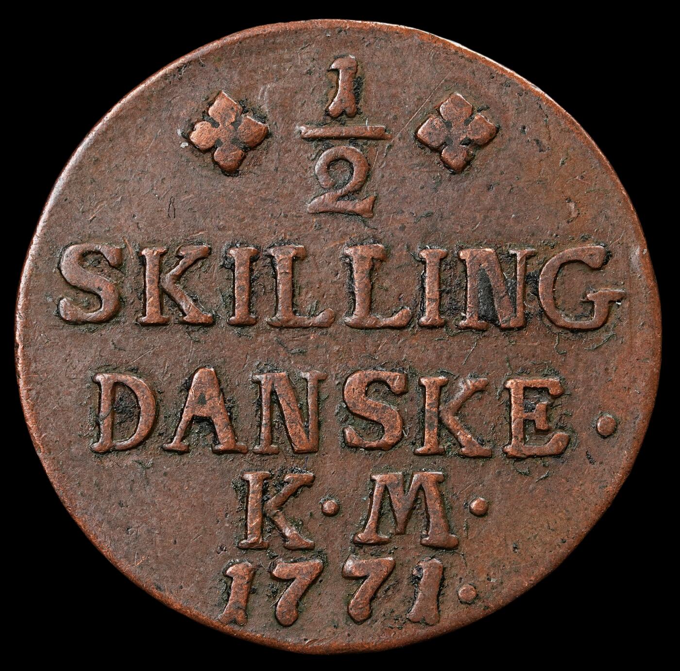 修遠堂世界钱币第五十九期 1771年丹麦1/2 SKILLING铜币 书价高