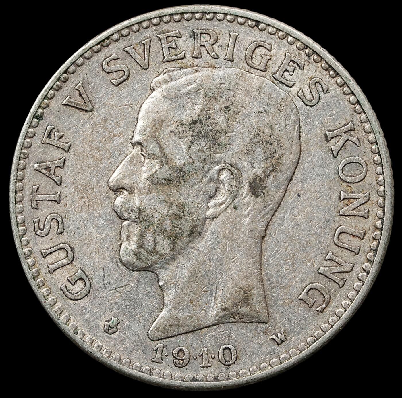修遠堂世界钱币第五十九期 1910年瑞典2克朗银币 14.98g