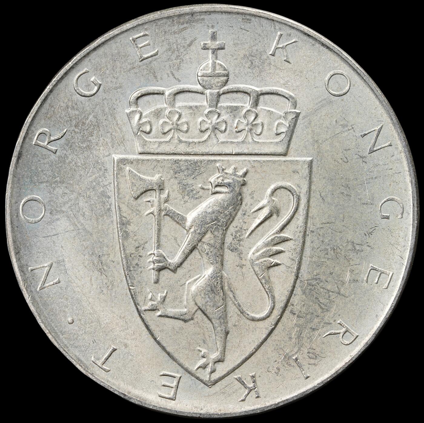 修遠堂世界钱币第五十九期 1964年挪威宪法150周年10克朗大银币 20g，90%银