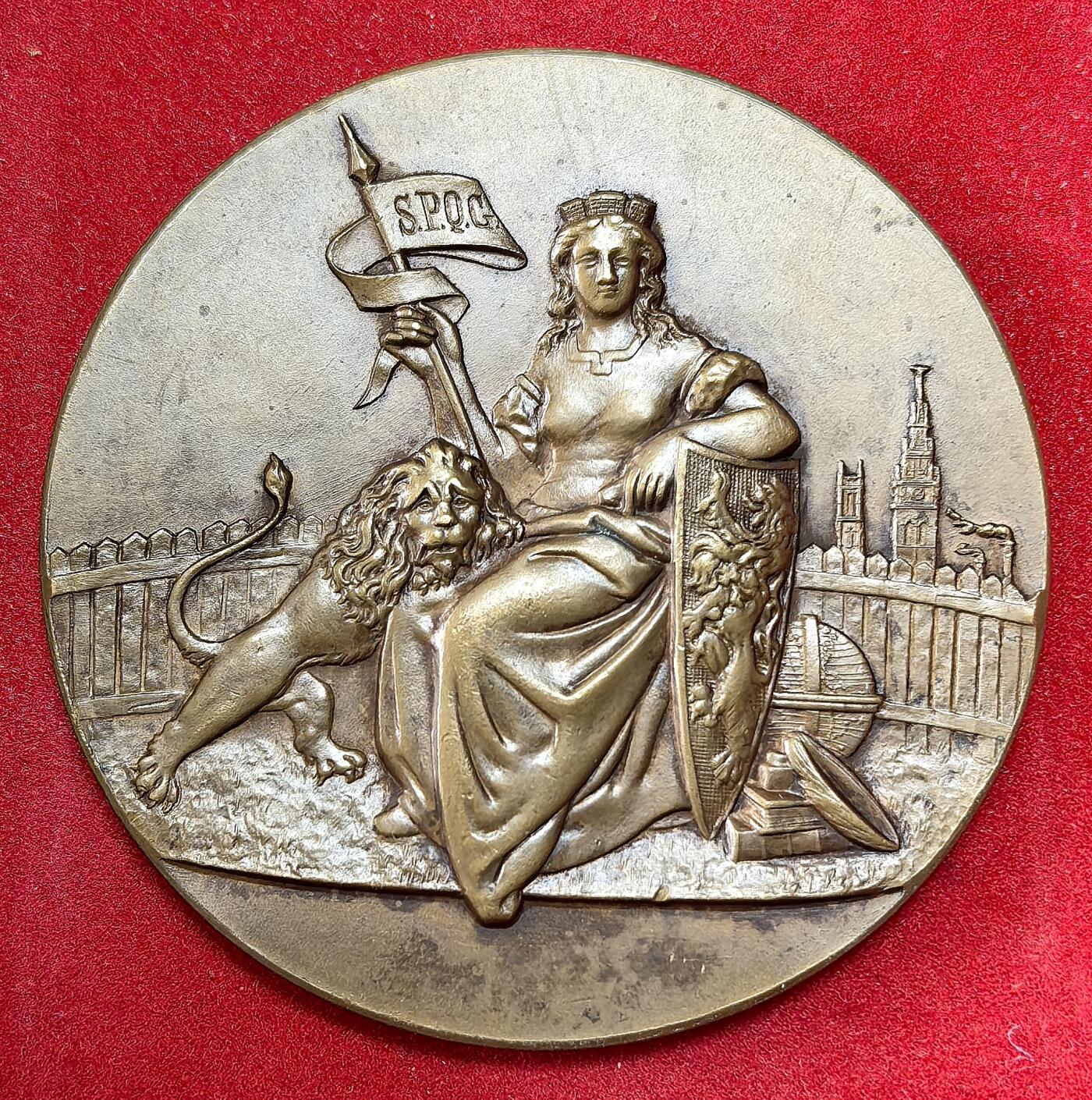 凡希社世界钱币微拍第二百九十八期 1919比利时铜质奖章，50mm，41g