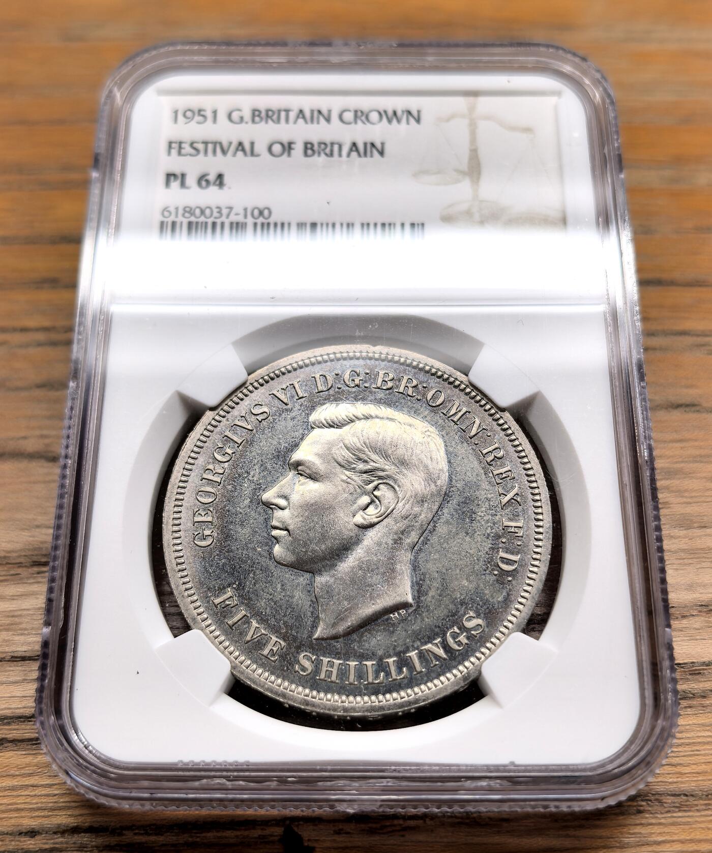 凡希社世界钱币微拍第二百九十八期 1951英国乔六马剑大镍NGC-PL64