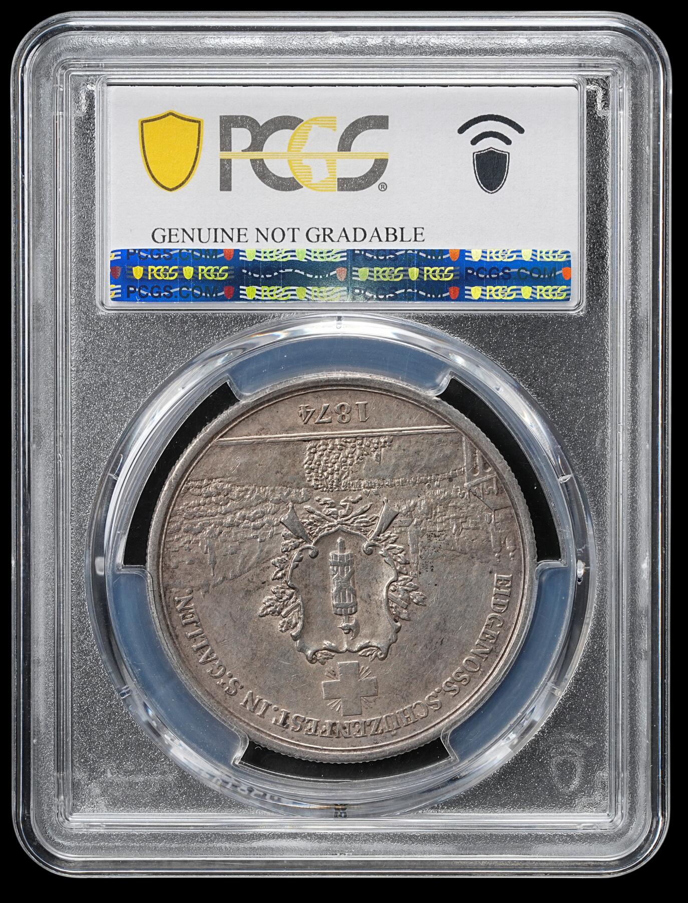 修遠堂世界钱币第五十九期 PCGS AUD 1874年瑞士圣加仑射击节5法郎大银币 仅铸造1.5万枚