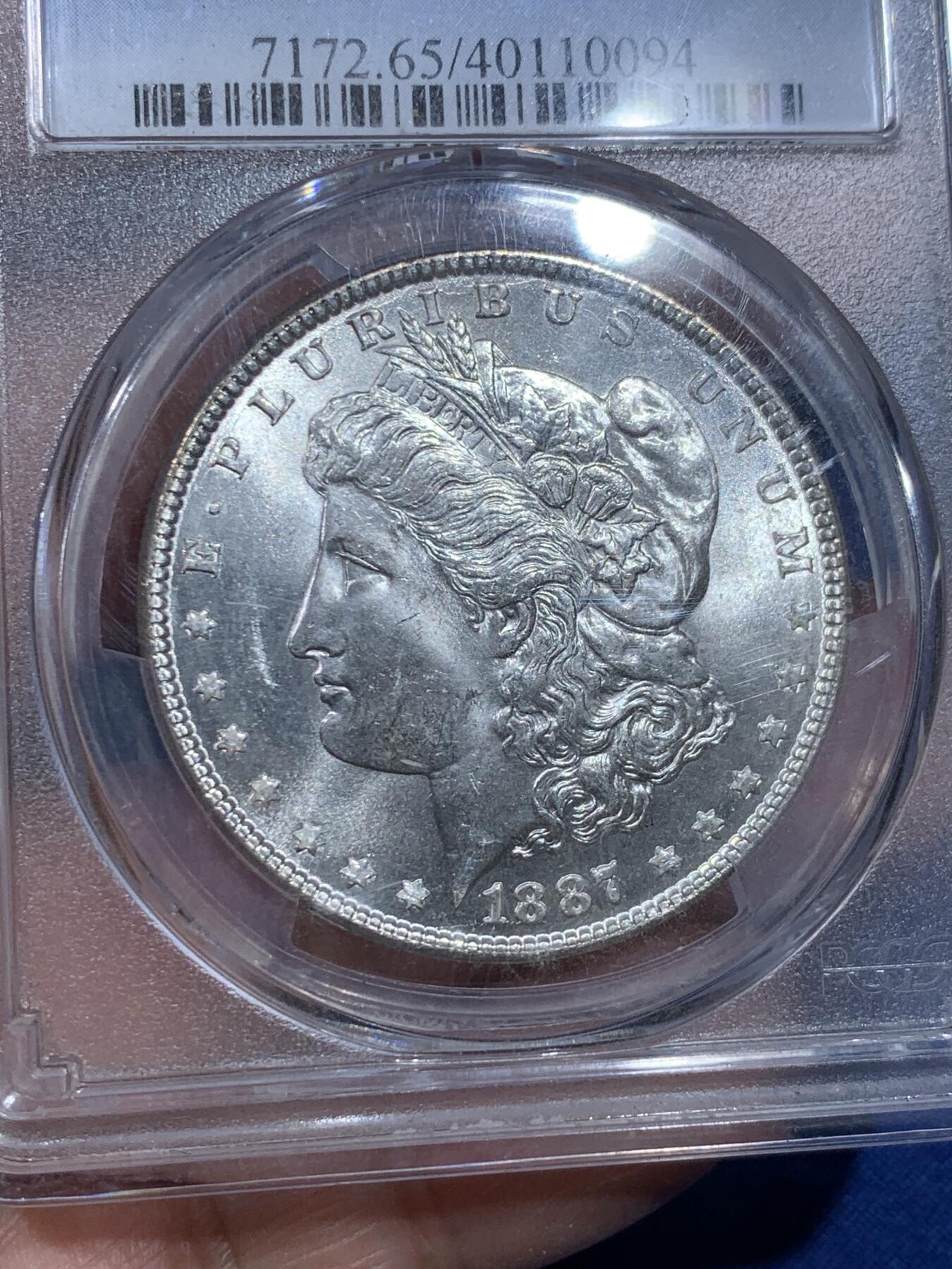 《竞宝斋》第358场 周日，周一  2场连拍 （全场包邮） PCGS MS65 美国1887年摩根1美元银币