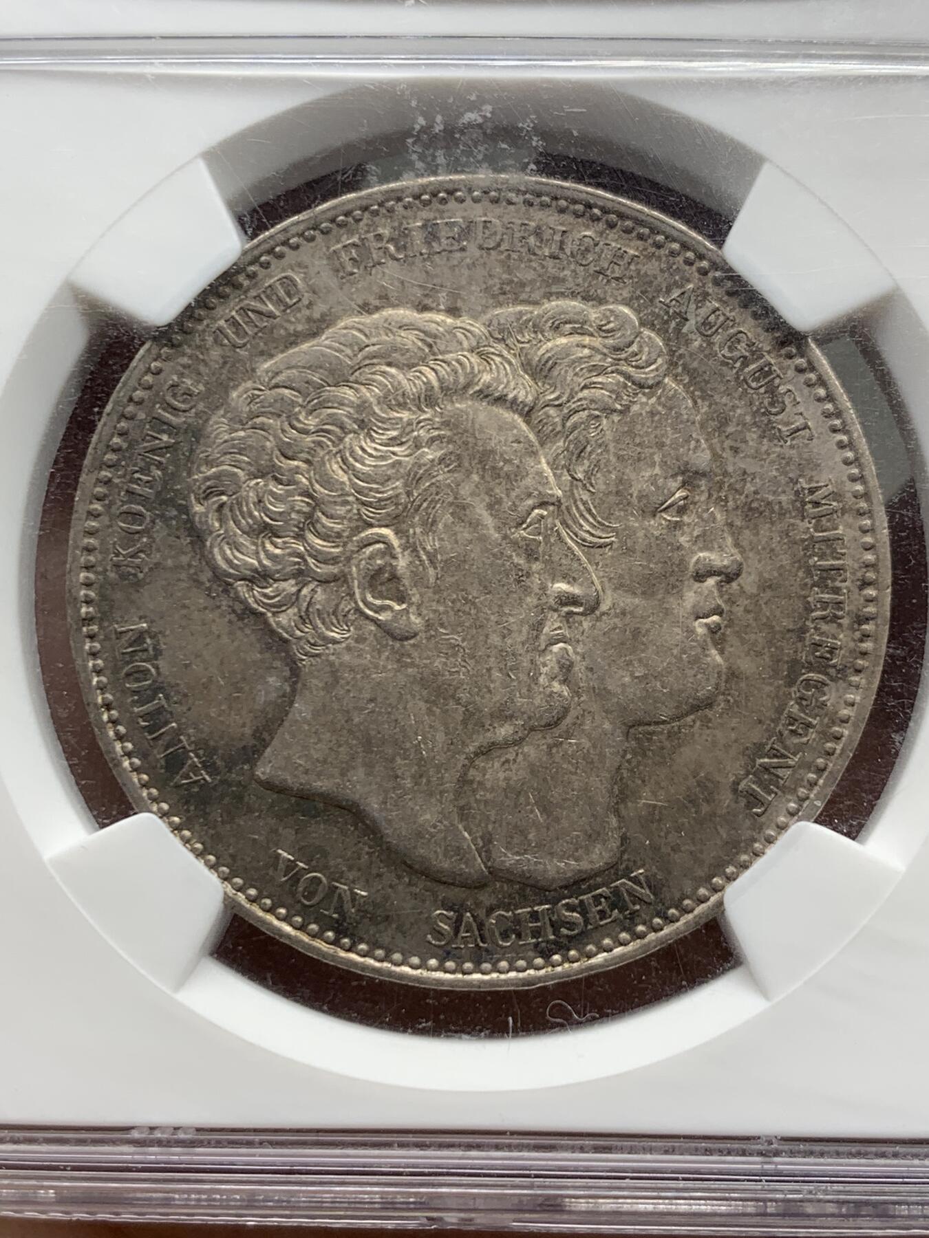 《竞宝斋》第358场 周日，周一  2场连拍 （全场包邮） NGC MS61 德国萨克森1831年新宪法纪念泰勒 卫生纸法卷