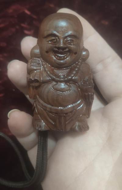 一元起拍108场 - 手把件布袋和尚66X38，纯木雕