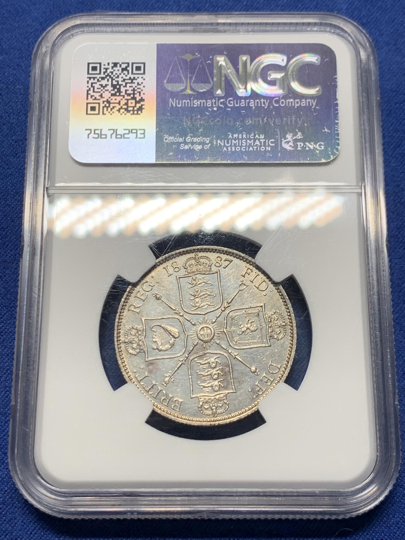 《竞宝斋》第358场 周日，周一  2场连拍 （全场包邮） NGC UNCD 英国1887年维多利亚女王1弗罗林银币