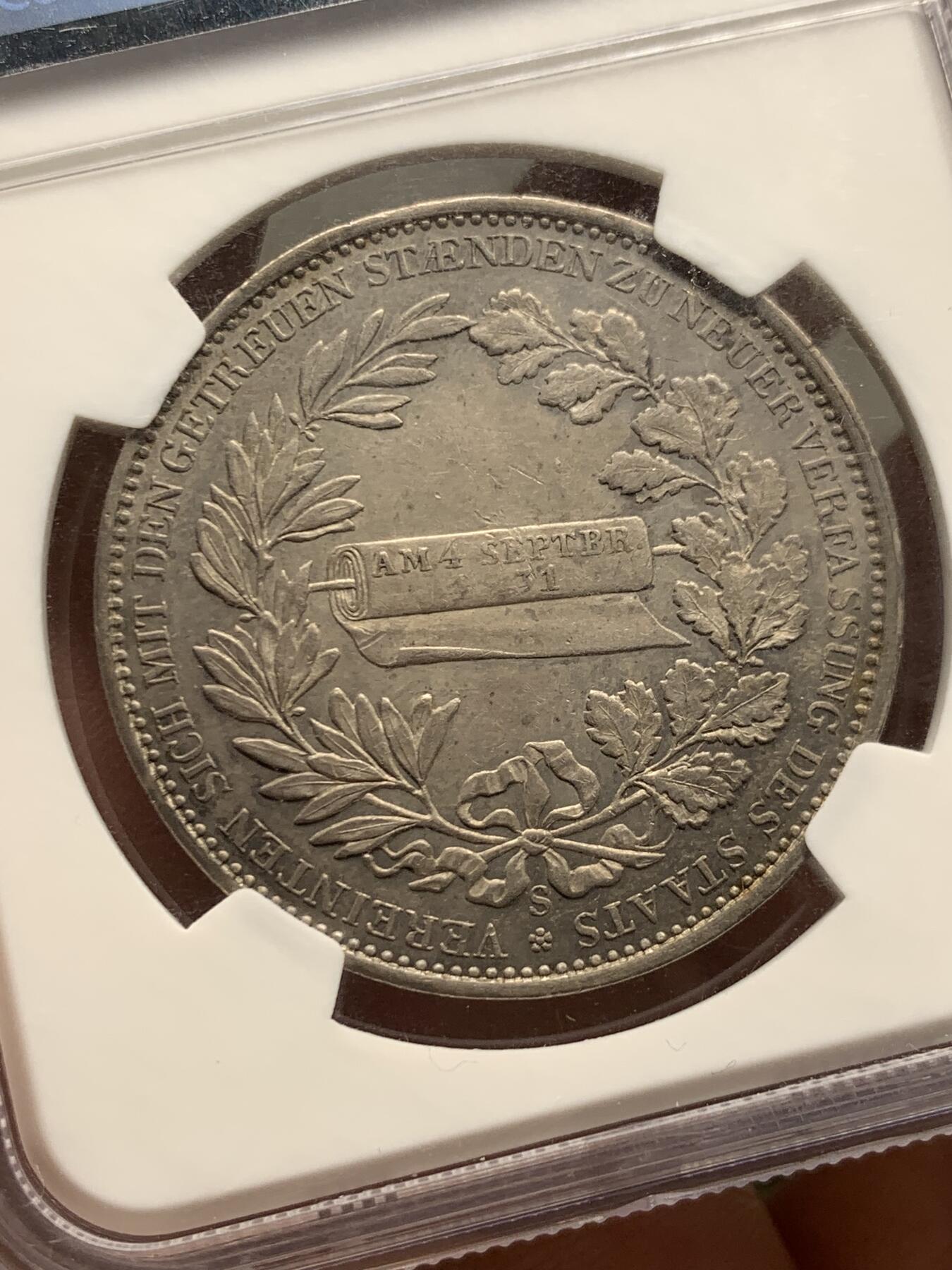 《竞宝斋》第358场 周日，周一  2场连拍 （全场包邮） NGC MS61 德国萨克森1831年新宪法纪念泰勒 卫生纸法卷