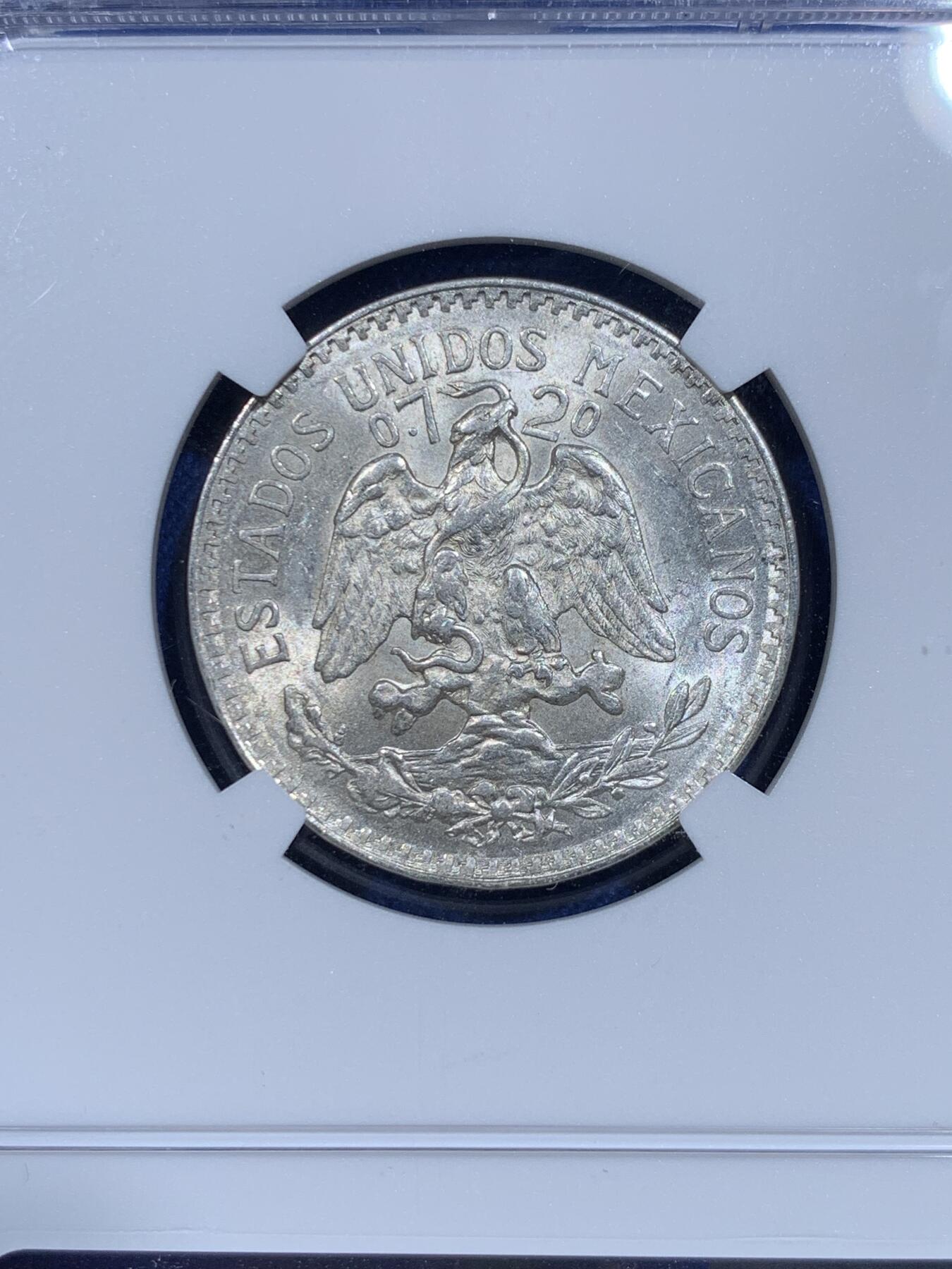 《竞宝斋》第358场 周日，周一  2场连拍 （全场包邮） NGC MS63 墨西哥 1943年 小鹰洋 50分银币