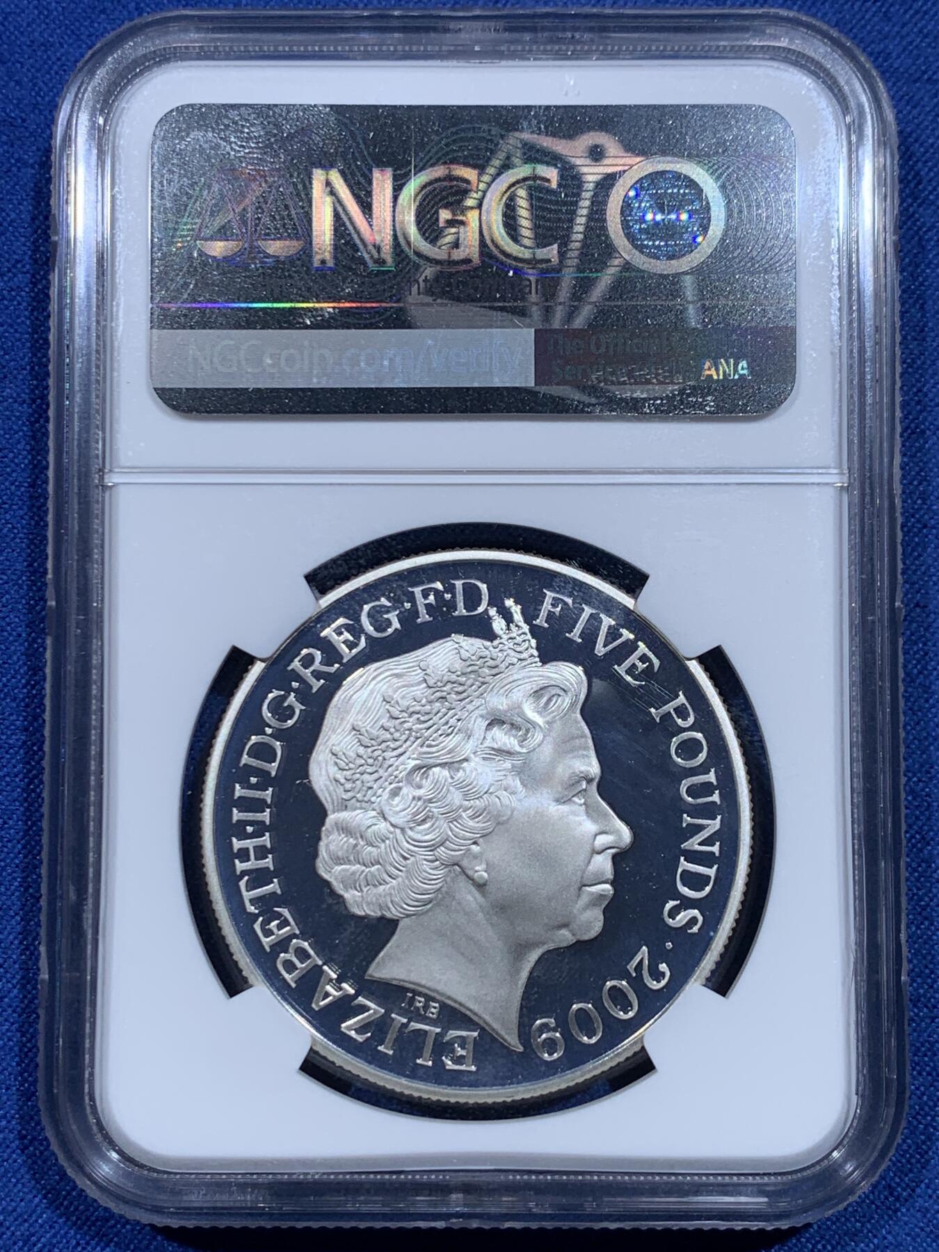 《竞宝斋》第358场 周日，周一  2场连拍 （全场包邮） NGC PF69UC 英国2009年伦敦奥运会-巨石阵5镑大银币