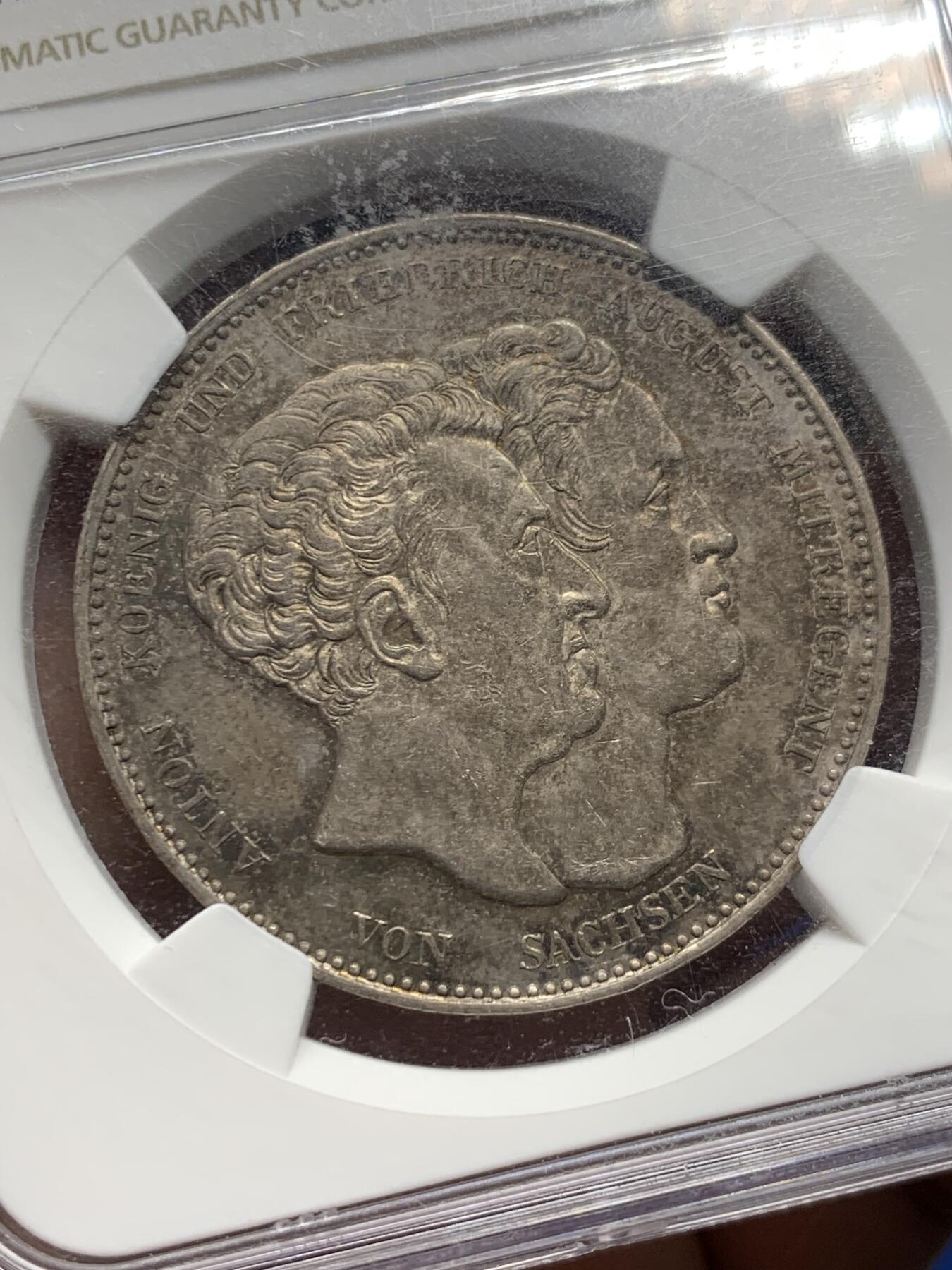 《竞宝斋》第358场 周日，周一  2场连拍 （全场包邮） NGC MS61 德国萨克森1831年新宪法纪念泰勒 卫生纸法卷