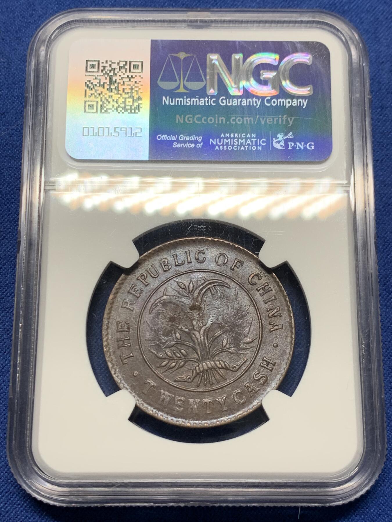 《竞宝斋》第358场 周日，周一  2场连拍 （全场包邮） NGC UNCD 中国1919年湖南二十文铜币