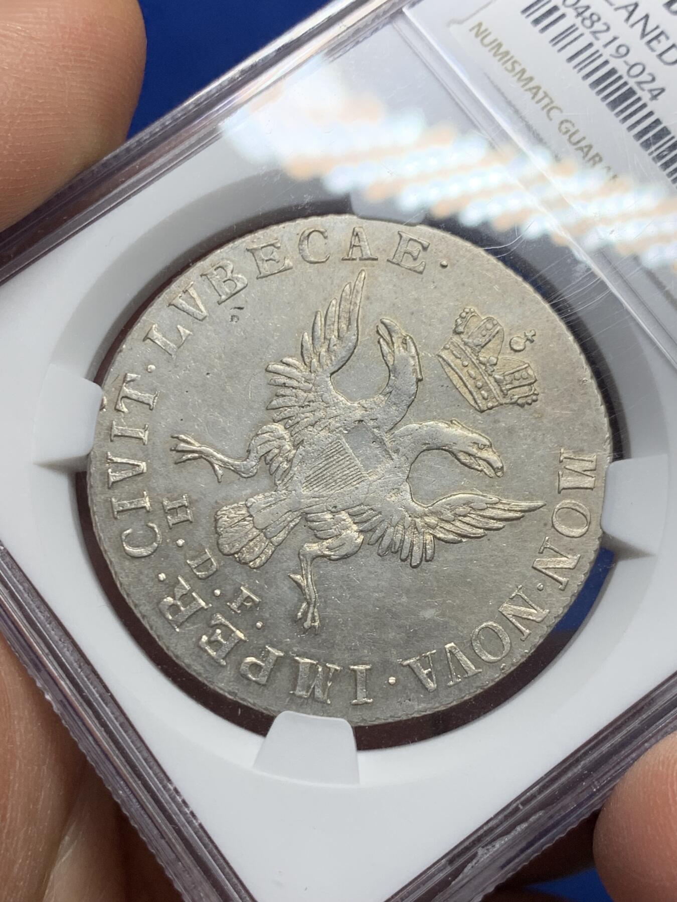 《竞宝斋》第358场 周日，周一  2场连拍 （全场包邮） NGC UNCD 德国吕贝克1797年弗朗西斯二世32先令银币