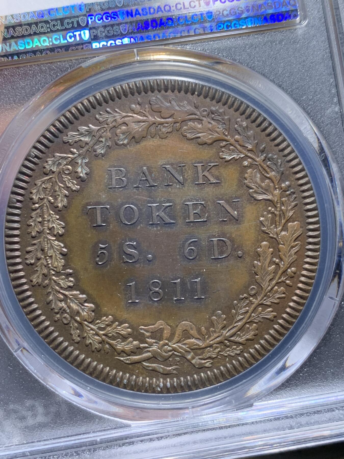 《竞宝斋》第359场 周日，周一  2场连拍 （全场包邮） PCGS PR63BN 英格兰银行1811年5先令6便士精制铜样币，乔治三世时期出品的一系列经典样币之一，SOHO造币厂巅峰之作