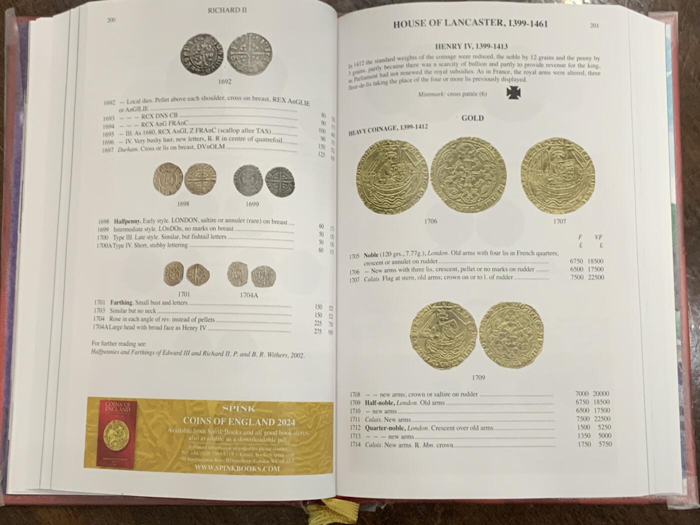《竞宝斋》第359场 周日，周一  2场连拍 （全场包邮） 英国钱币标准目录2024，收录公元前150年至1971年的英国钱币，605页重一公斤，PCGS和NGC参考目录