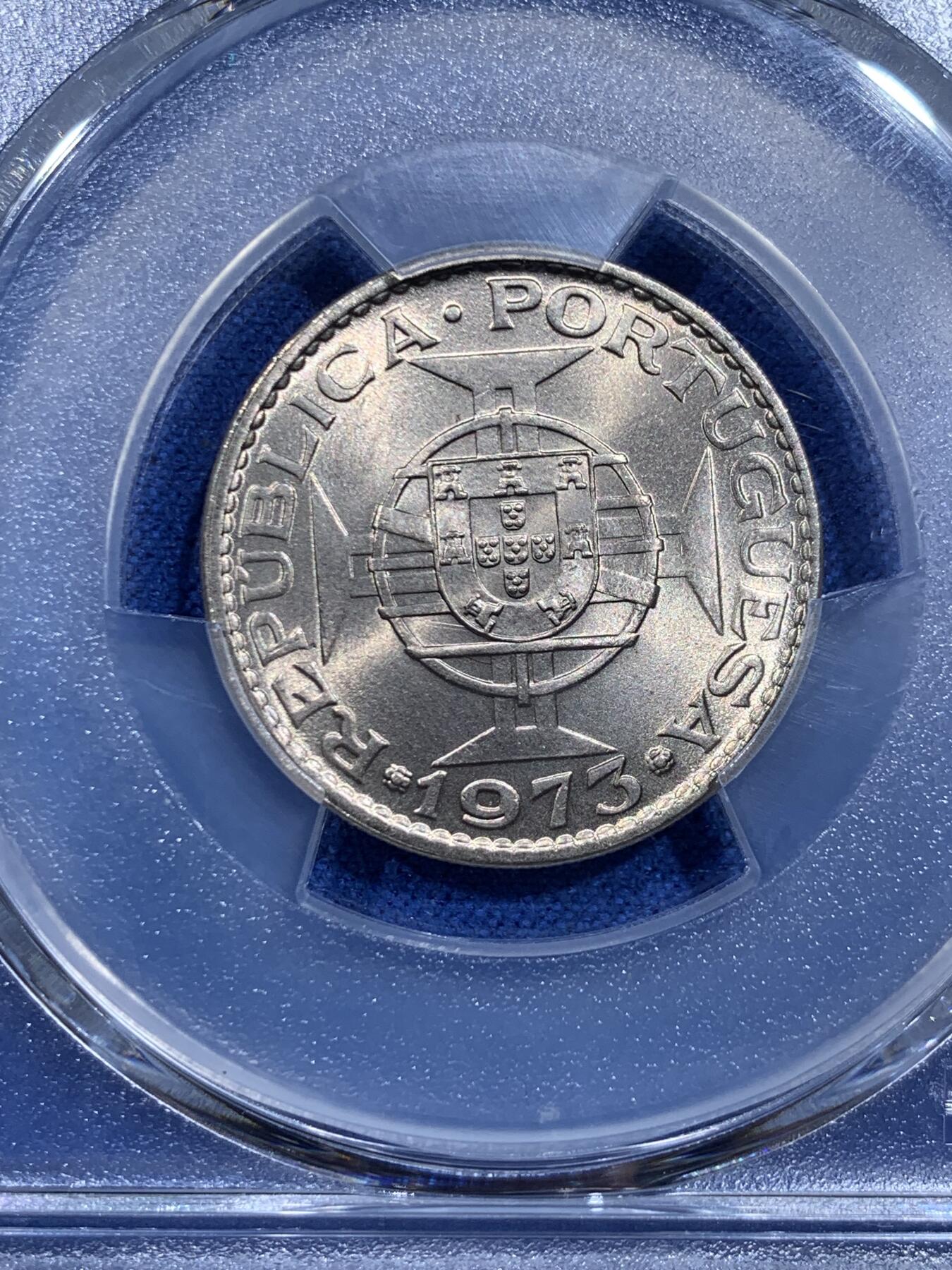 《竞宝斋》第359场 周日，周一  2场连拍 （全场包邮） PCGS MS66 袋拆高分！1973澳门五毫镍币 两面爆光 适合自藏