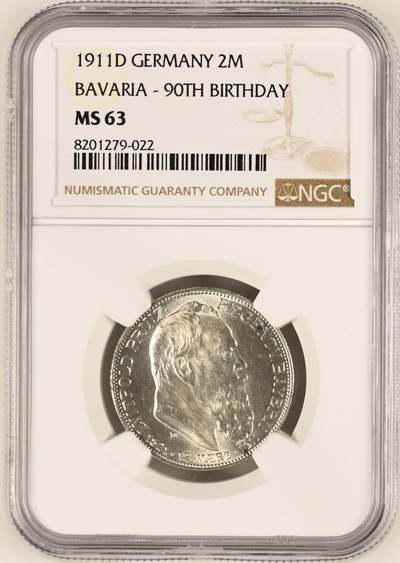1911D GERMANY BAVARIA - 90TH BIRTHDAY 2M - 1911D GERMANY BAVARIA - 90TH BIRTHDAY 2M