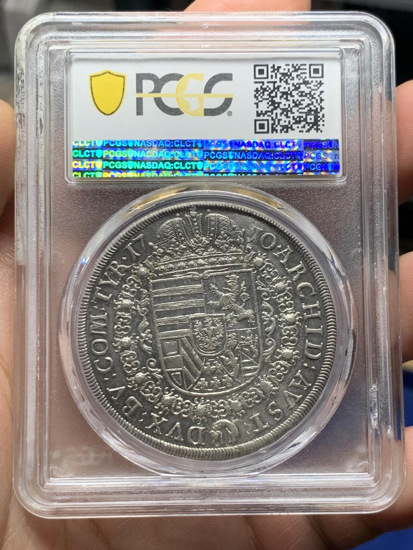 《竞宝斋》第359场 周日，周一  2场连拍 （全场包邮） PCGS MS62 神罗1710年稀少年份约瑟夫一世泰勒 冠军分 盒子支撑小磕