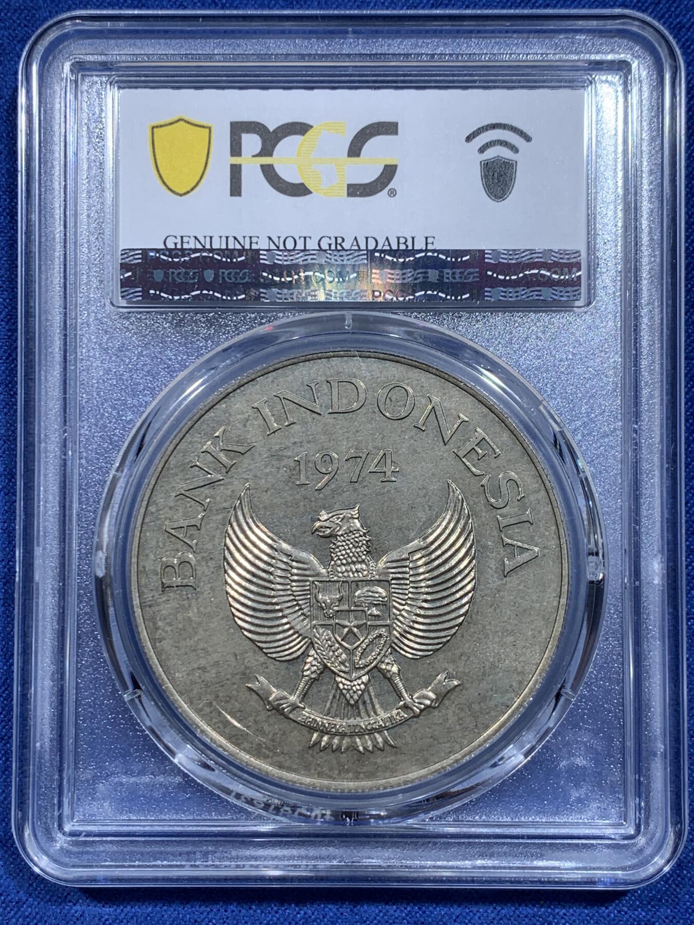 《竞宝斋》第359场 周日，周一  2场连拍 （全场包邮） PCGS UNCD 印度尼西亚1974年5000卢比大银币
