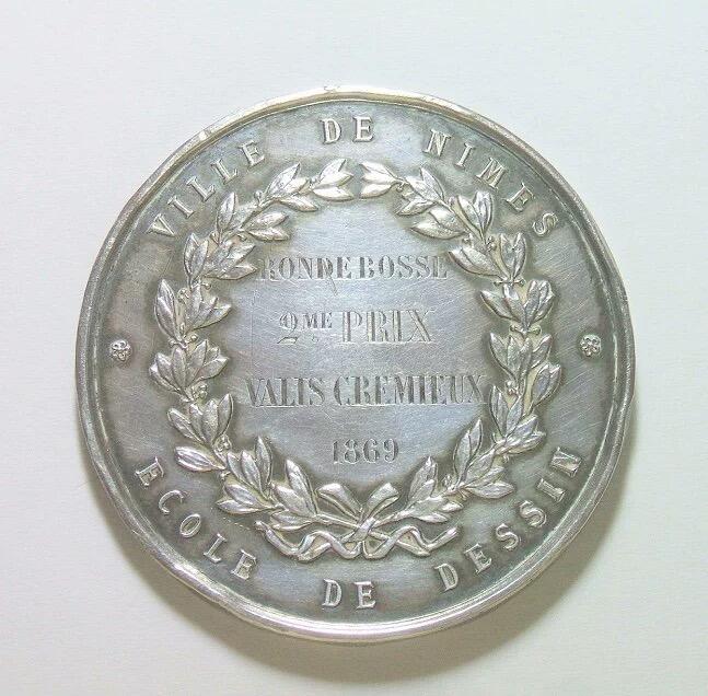 【银】法国1869年 女神坐像高浮雕精制大银章 42MM 36.5克