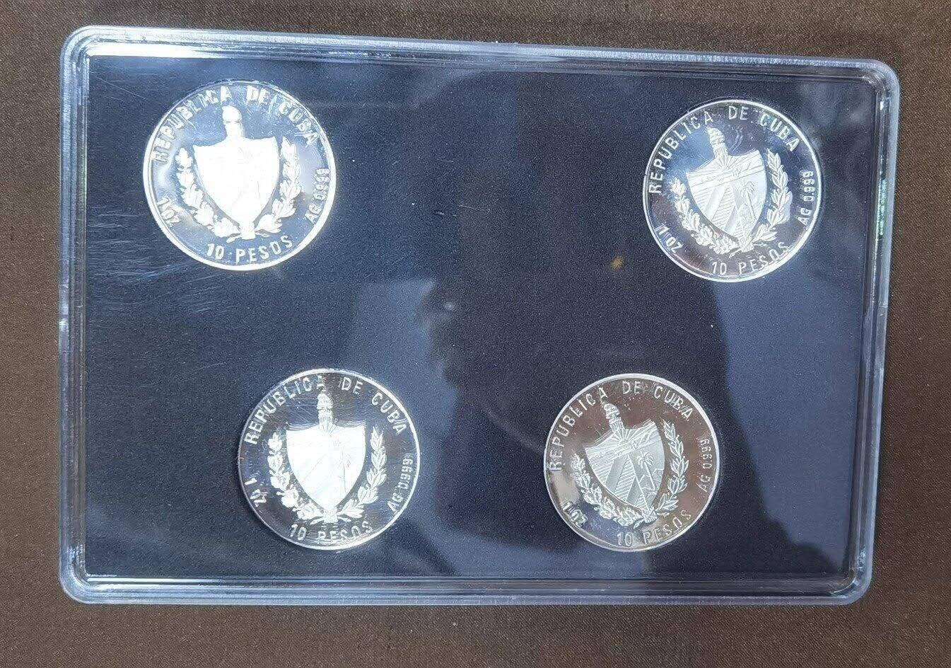 北京马甸外国币专卖第135期，外国币专场，陆续上拍，欢迎关注 2001年古巴发行马恩列毛四大伟人1盎司精制银币4枚／套，最大发行量为每种一千枚，零散的散落到收藏者手中很多，真正四枚成套的存世量不足五百套，这套精制银币国内也是偶尓见到，这四枚当中列宁这枚最难见到，单价也最高价格