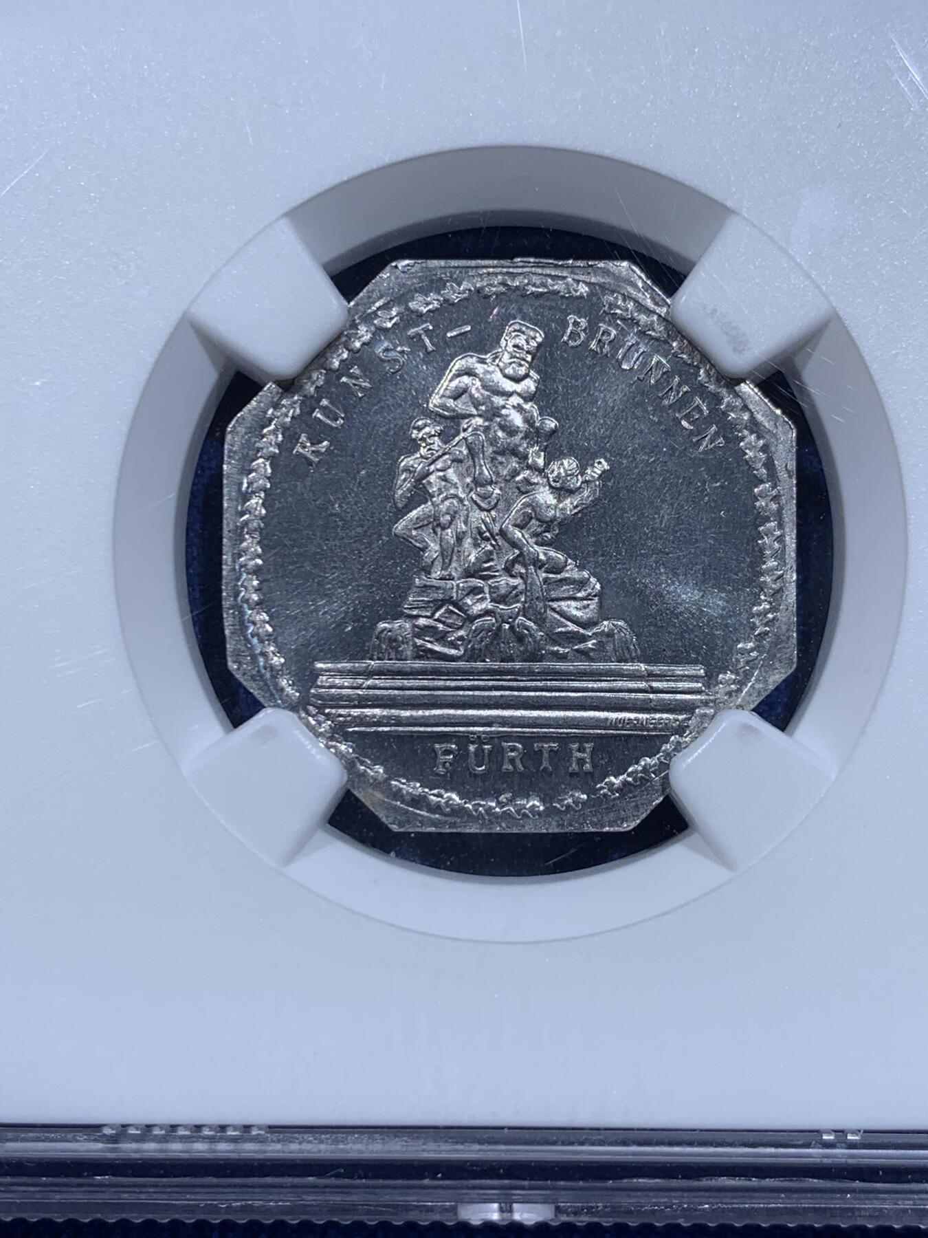 《竞宝斋》第359场 周日，周一  2场连拍 （全场包邮） NGC MS66 德国1920年纽伦堡电车八角代用币