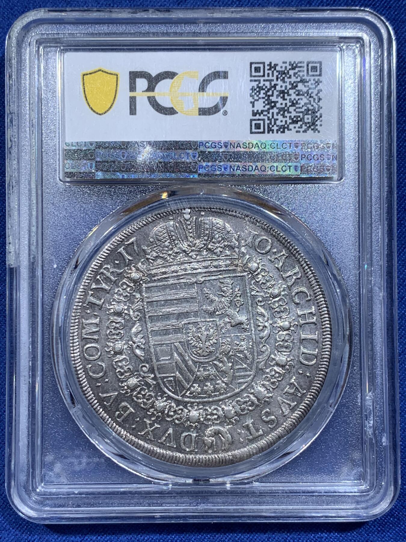 《竞宝斋》第359场 周日，周一  2场连拍 （全场包邮） PCGS MS62 神罗1710年稀少年份约瑟夫一世泰勒 冠军分 盒子支撑小磕