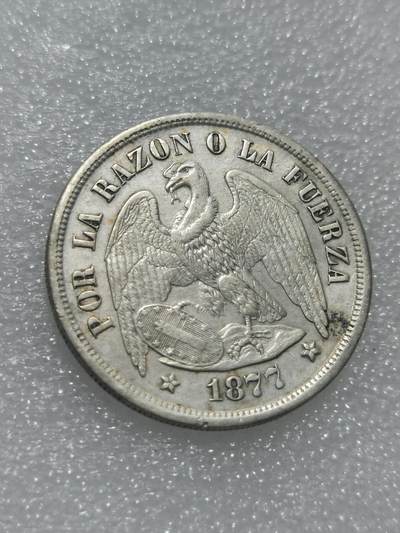 天下钱庄裸币专场 - 1877智利鹰洋一比索银币