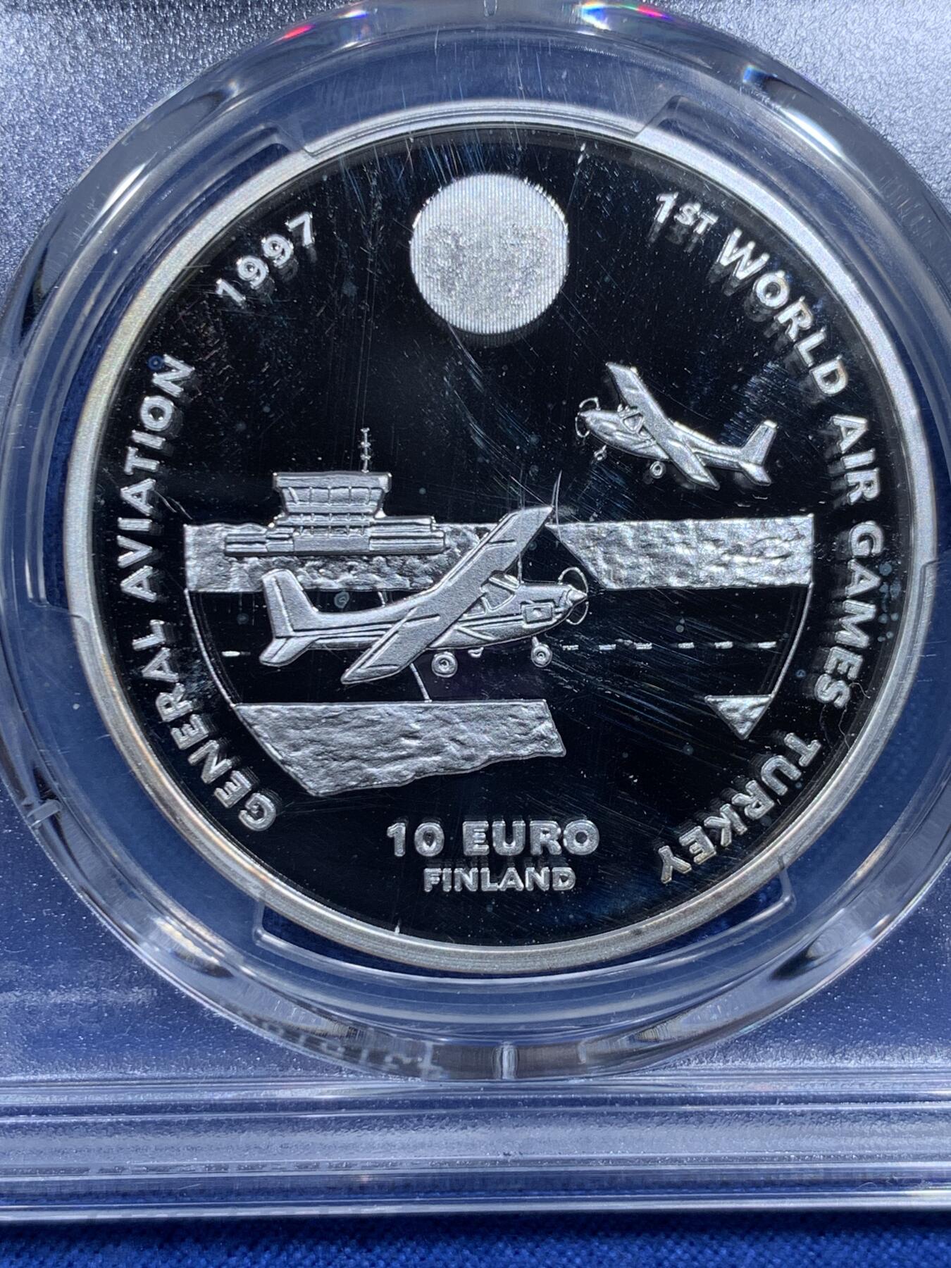 《竞宝斋》第359场 周日，周一  2场连拍 （全场包邮） PCGS PR68DCAM 芬兰1997年10欧元精制银币
