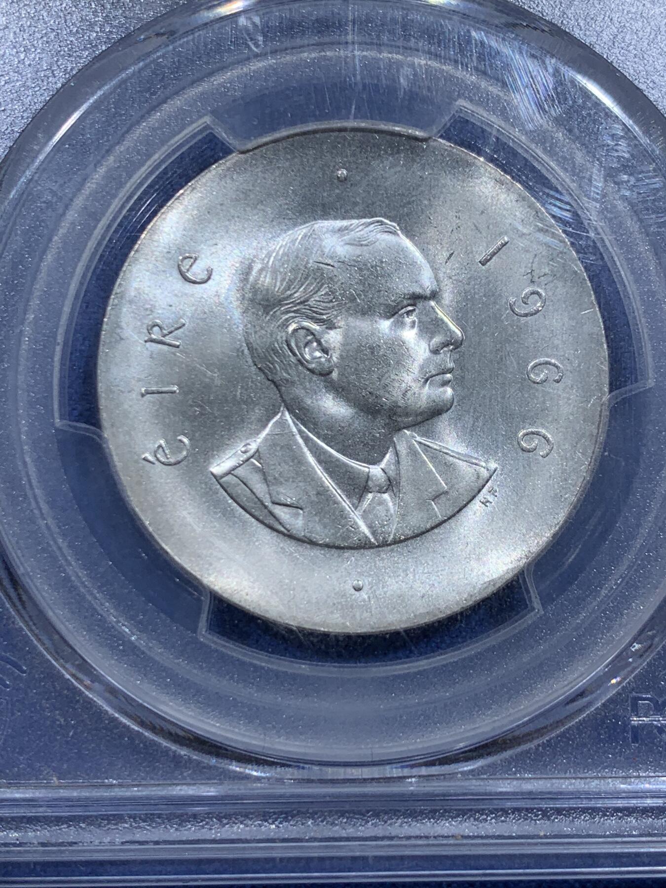 《竞宝斋》第359场 周日，周一  2场连拍 （全场包邮） PCGS MS64 爱尔兰1966年复活节起义50周年纪念10先令银币