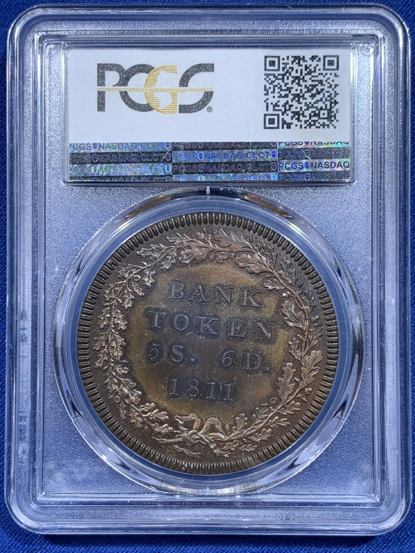 《竞宝斋》第359场 周日，周一  2场连拍 （全场包邮） PCGS PR63BN 英格兰银行1811年5先令6便士精制铜样币，乔治三世时期出品的一系列经典样币之一，SOHO造币厂巅峰之作