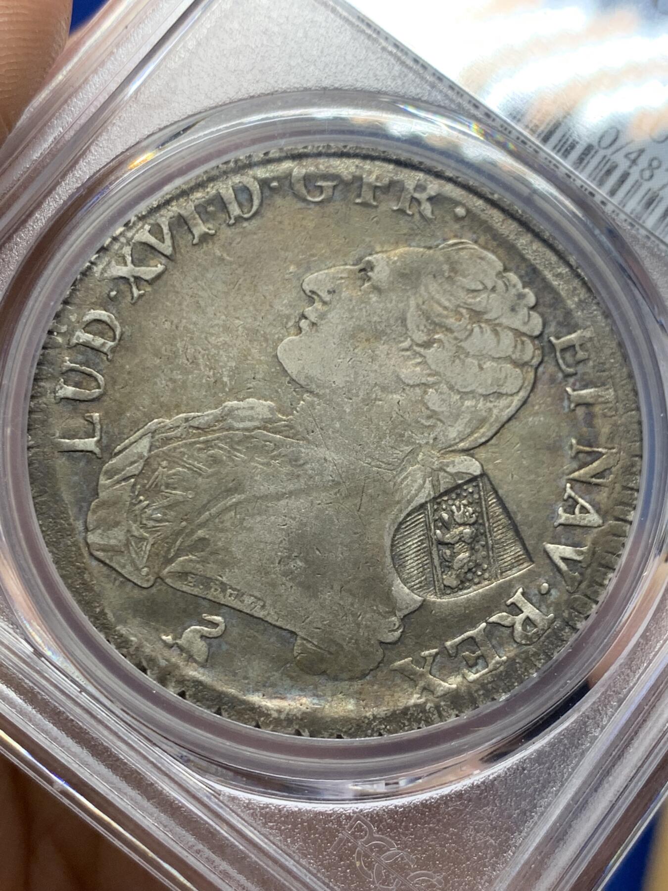 《竞宝斋》第359场 周日，周一  2场连拍 （全场包邮） PCGS XF40 瑞士伯尔尼加盖法国1791埃居大银币，40B面值主币，PCGS唯一冠军，罕见品种