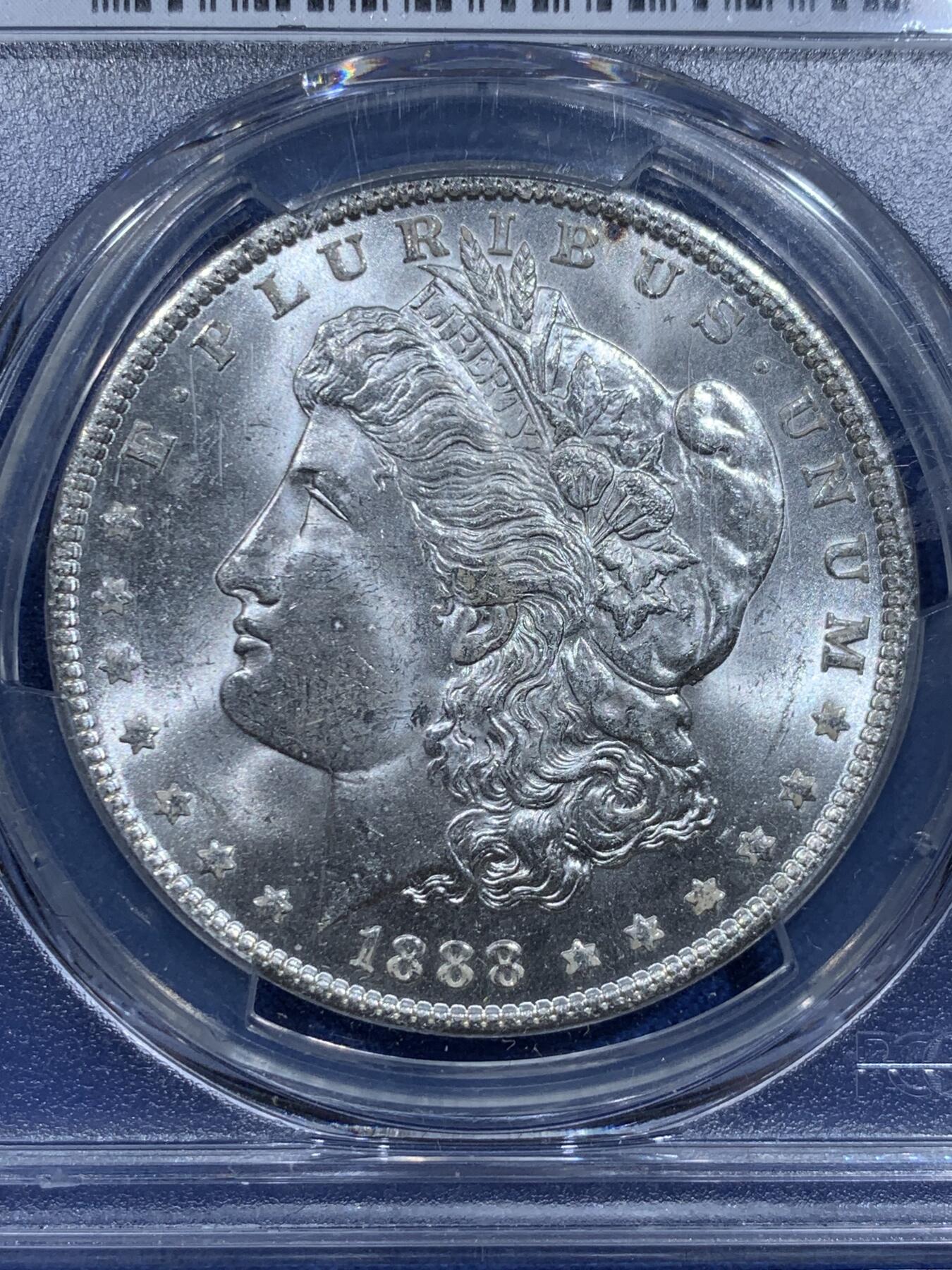 《竞宝斋》第359场 周日，周一  2场连拍 （全场包邮） PCGS MS64 美国1888年摩根女神1美元银币 吉祥年份