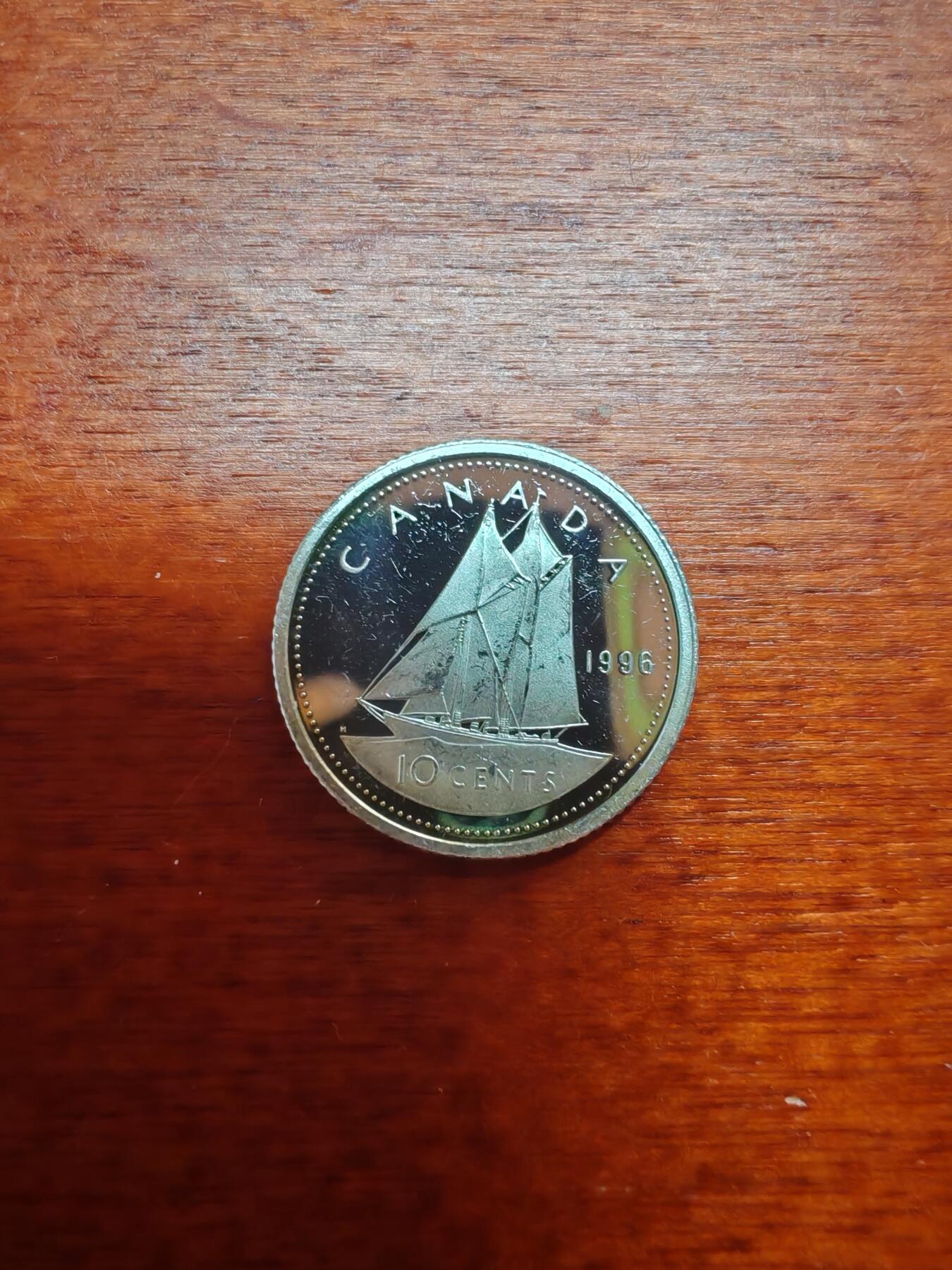 长老汇蛇年精选第六场拍卖 1996加拿大蓝鼻帆船10分精制银币