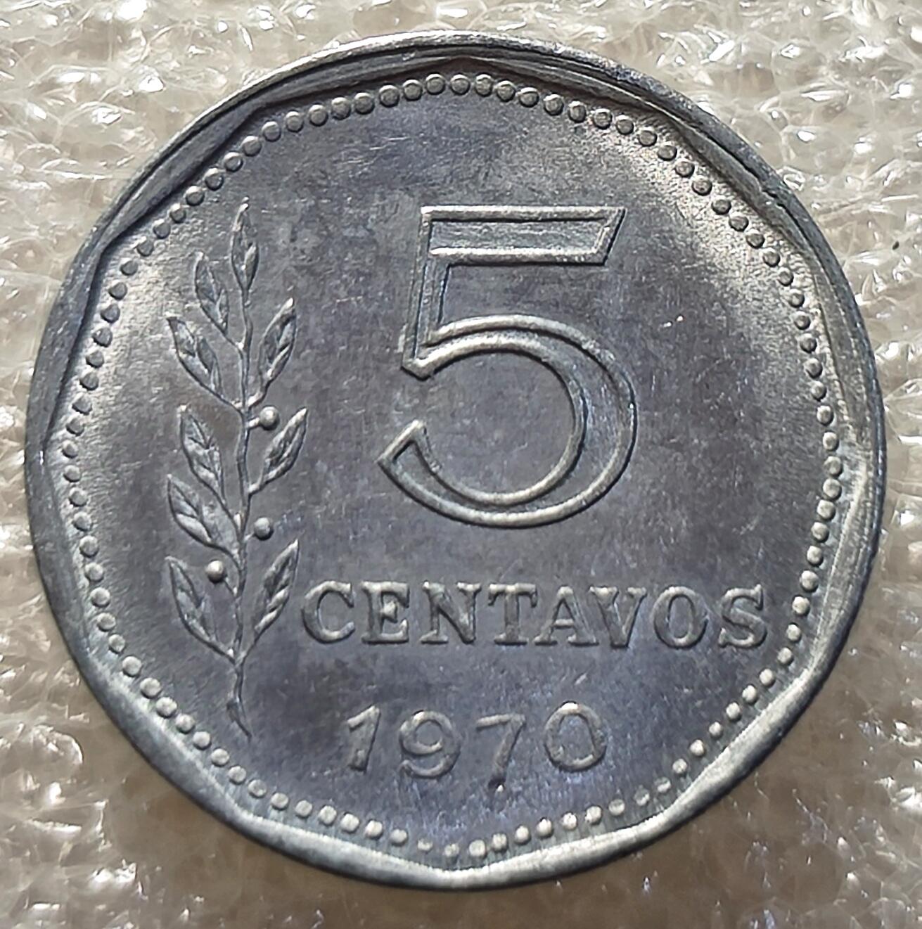 泉币菌-第4场-中外散币乐园 光品早期阿根廷1970年自由女神5分铝币 