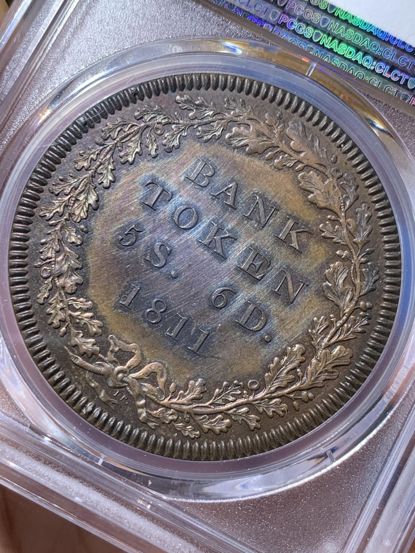 《竞宝斋》第359场 周日，周一  2场连拍 （全场包邮） PCGS PR63BN 英格兰银行1811年5先令6便士精制铜样币，乔治三世时期出品的一系列经典样币之一，SOHO造币厂巅峰之作