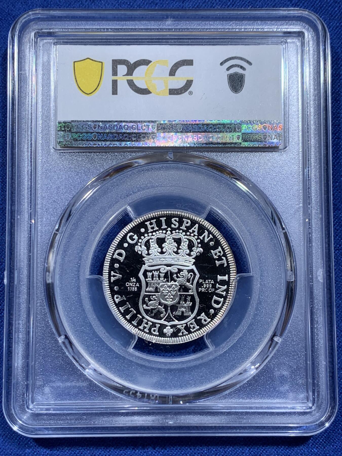 《竞宝斋》第359场 周日，周一  2场连拍 （全场包邮） PCGS PR68DCAM 墨西哥 1988年 1/4oz 精制银质代币 亚军分 更高分仅2枚