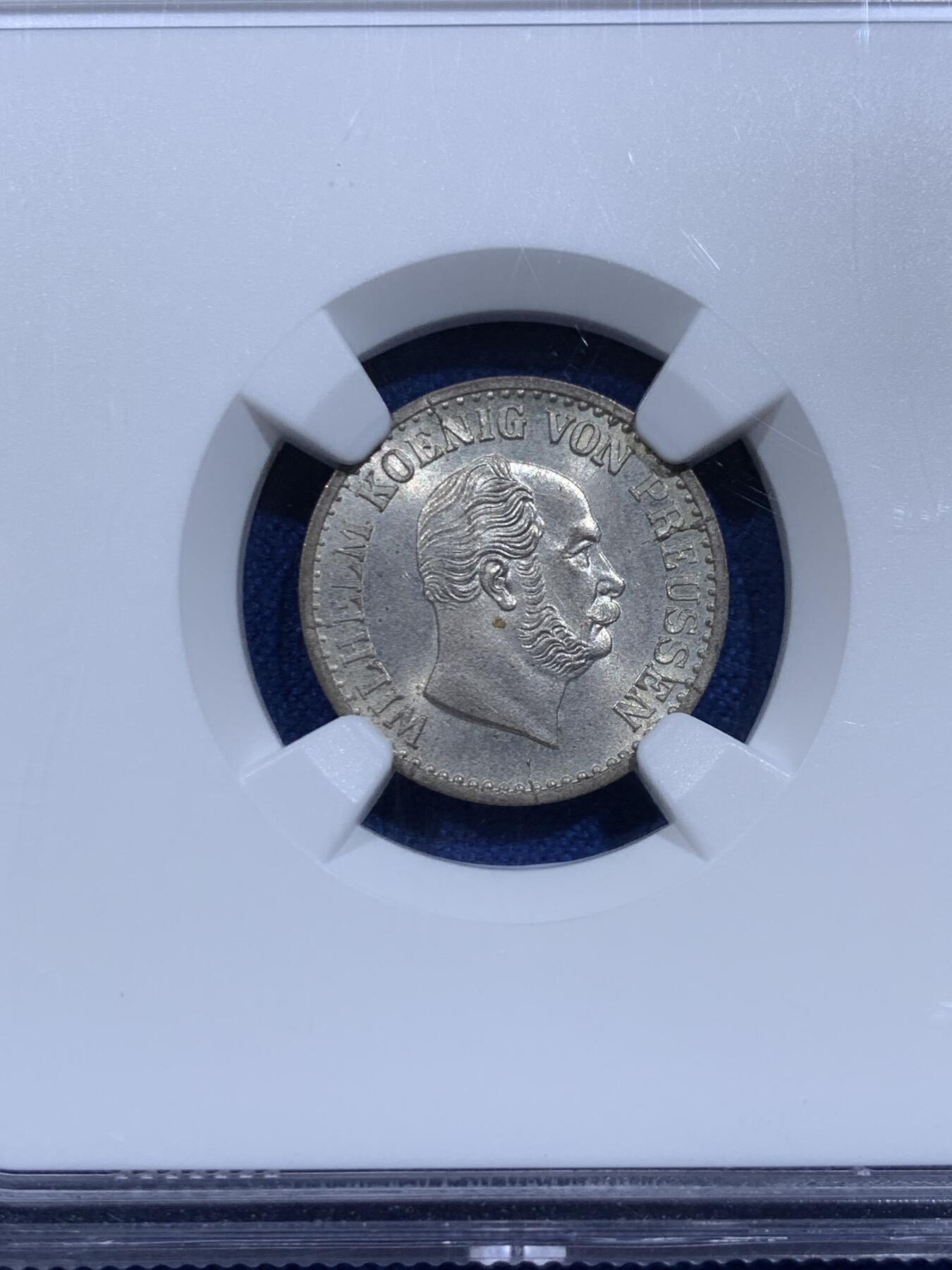《竞宝斋》第359场 周日，周一  2场连拍 （全场包邮） NGC MS64 德国普鲁士1870A威廉一世1SG银币